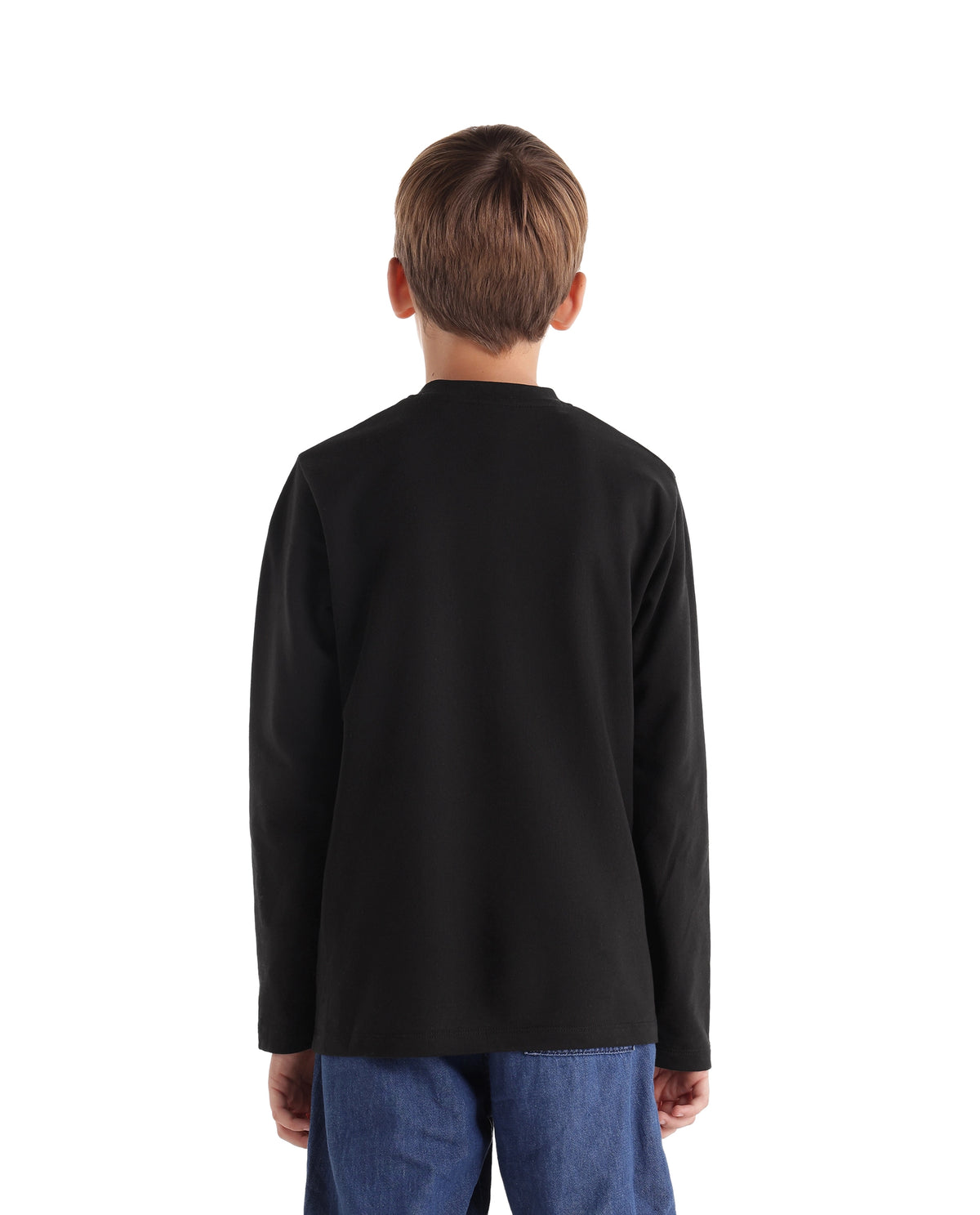 Rare Ones Kids Gabe Black Cotton Fabric Pull-On Regular Fit Applique T-Shirt