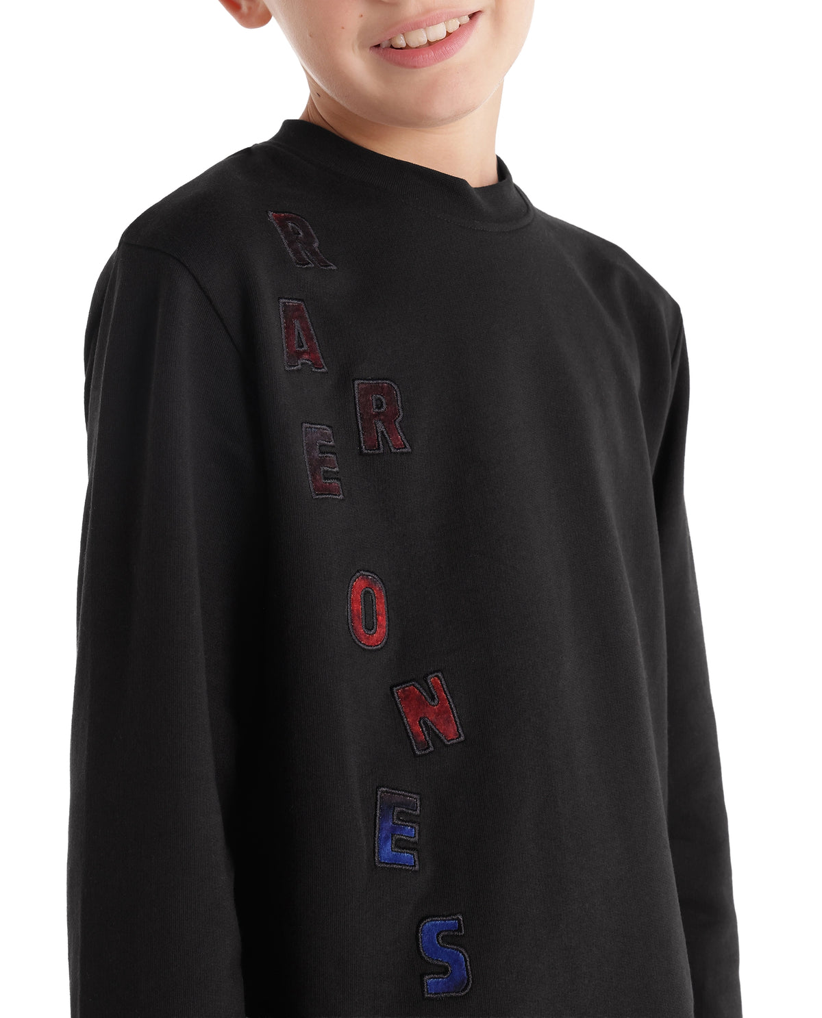 Rare Ones Kids Gabe Black Cotton Fabric Pull-On Regular Fit Applique T-Shirt