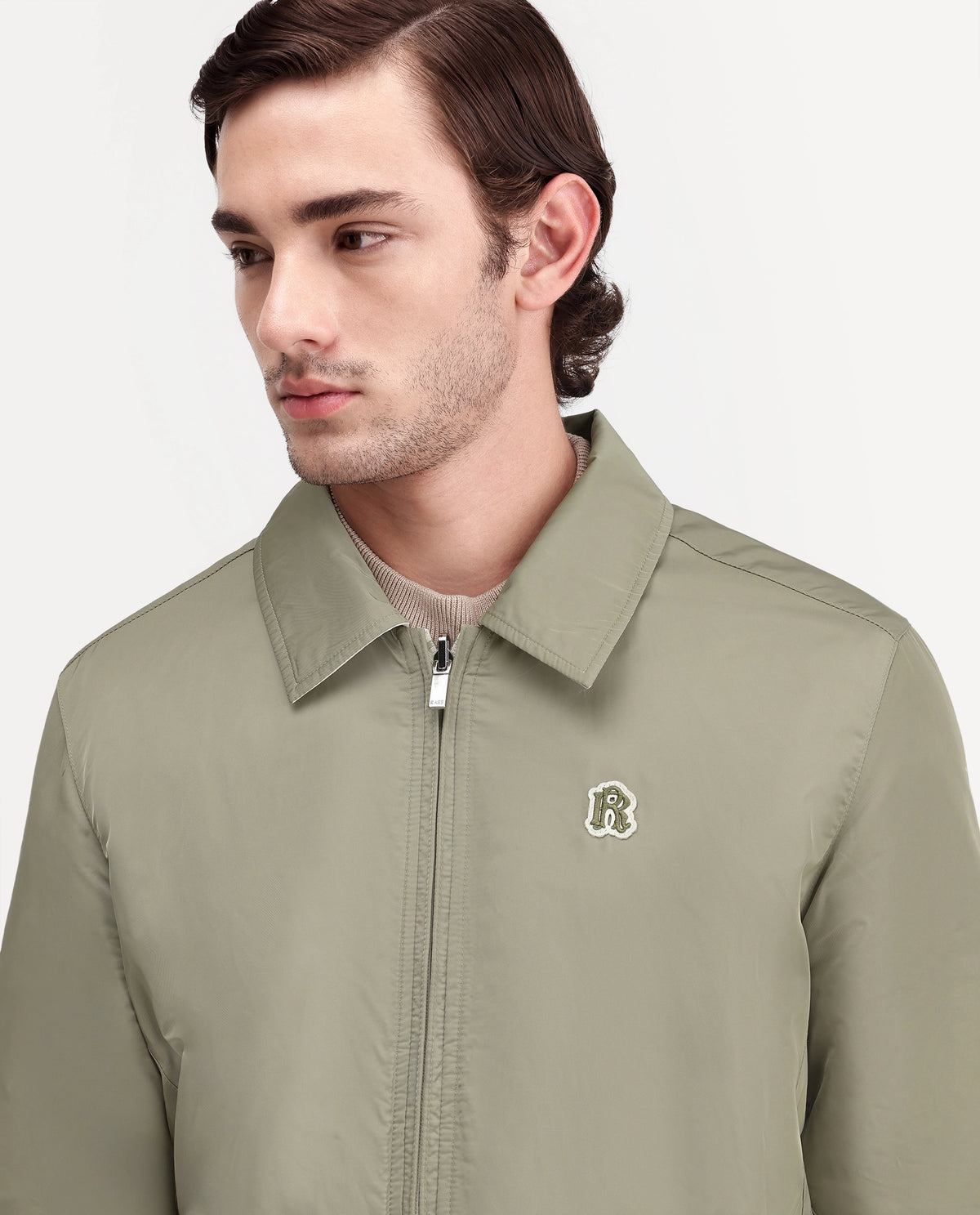Rare Rabbit Men's Roy Pastel Green Polyester High Neck Regular Plain Jacket