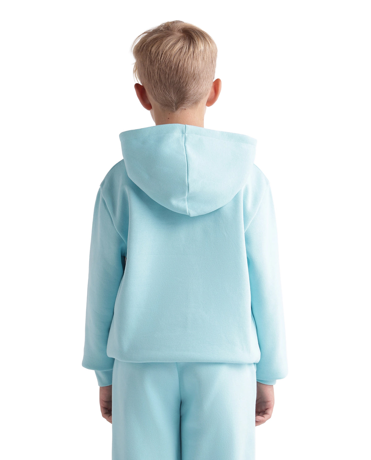 Rare Ones Kids Blane Pastel Blue Cotton Blend Fabric Hooded Pull-On Closure Oversized Fit Flock Print Sweatshirt