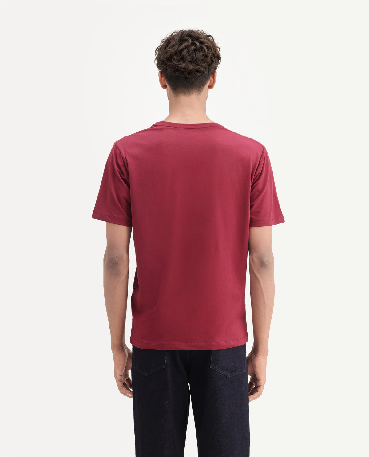 Rare Rabbit Men's Cote Dark Maroon Cotton Blend Crew Neck Regular Graphic Print T-Shirt