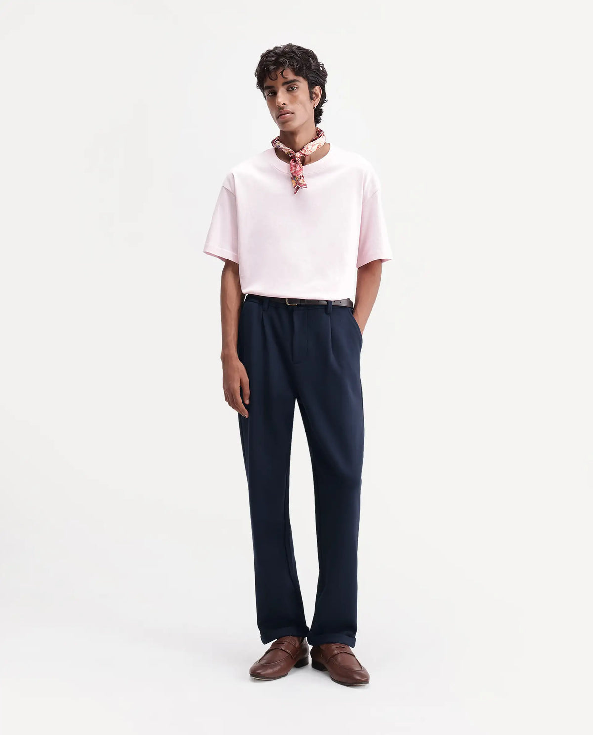 Rare Rabbit Men's Zor Navy Cotton Blend  Relaxed Plain Trouser