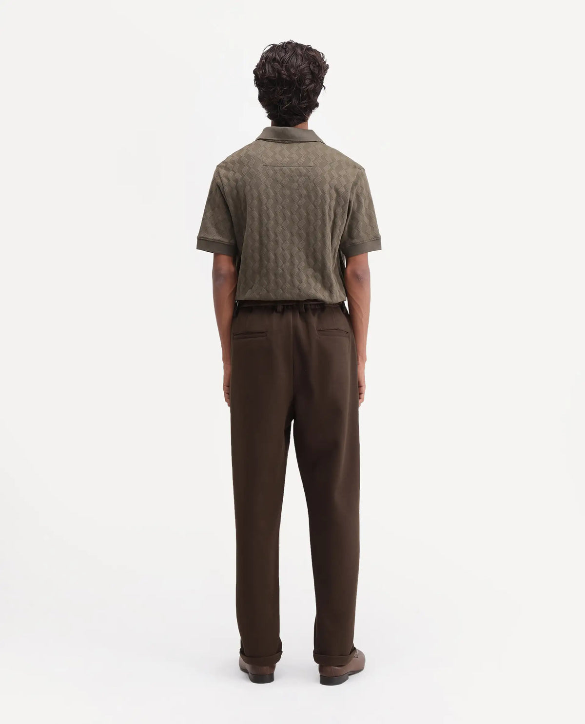 Rare Rabbit Men's Zor Dark Brown Cotton Blend  Relaxed Plain Trouser