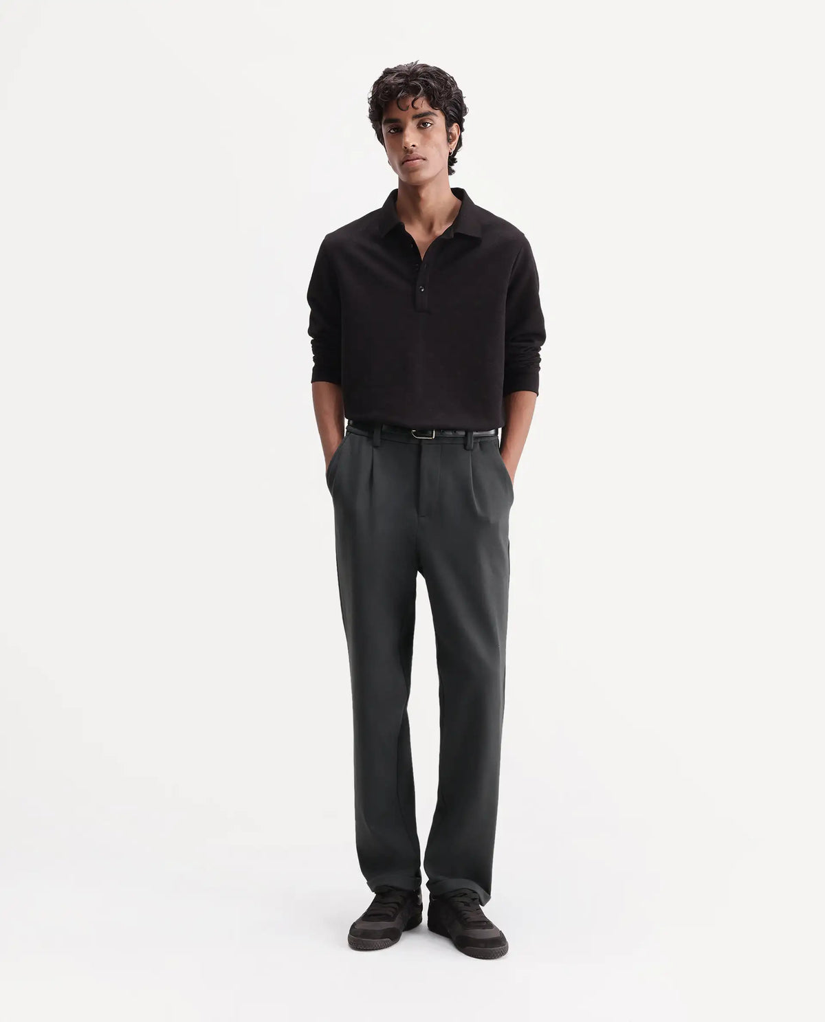 Rare Rabbit Men's Zor Dark Grey Cotton Blend  Relaxed Plain Trouser