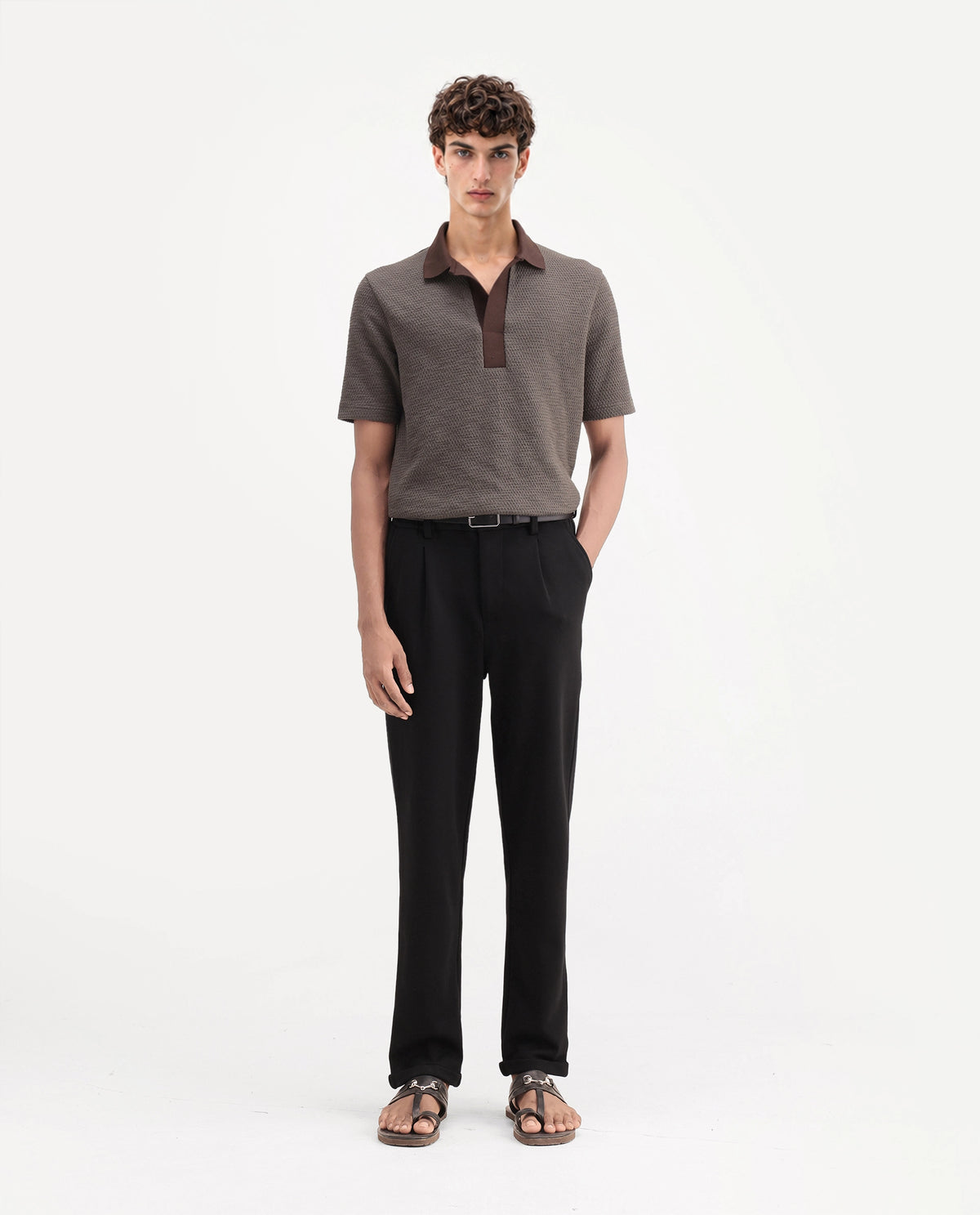 Rare Rabbit Men's Zeko Black Cotton Blend  Straight Plain Trouser