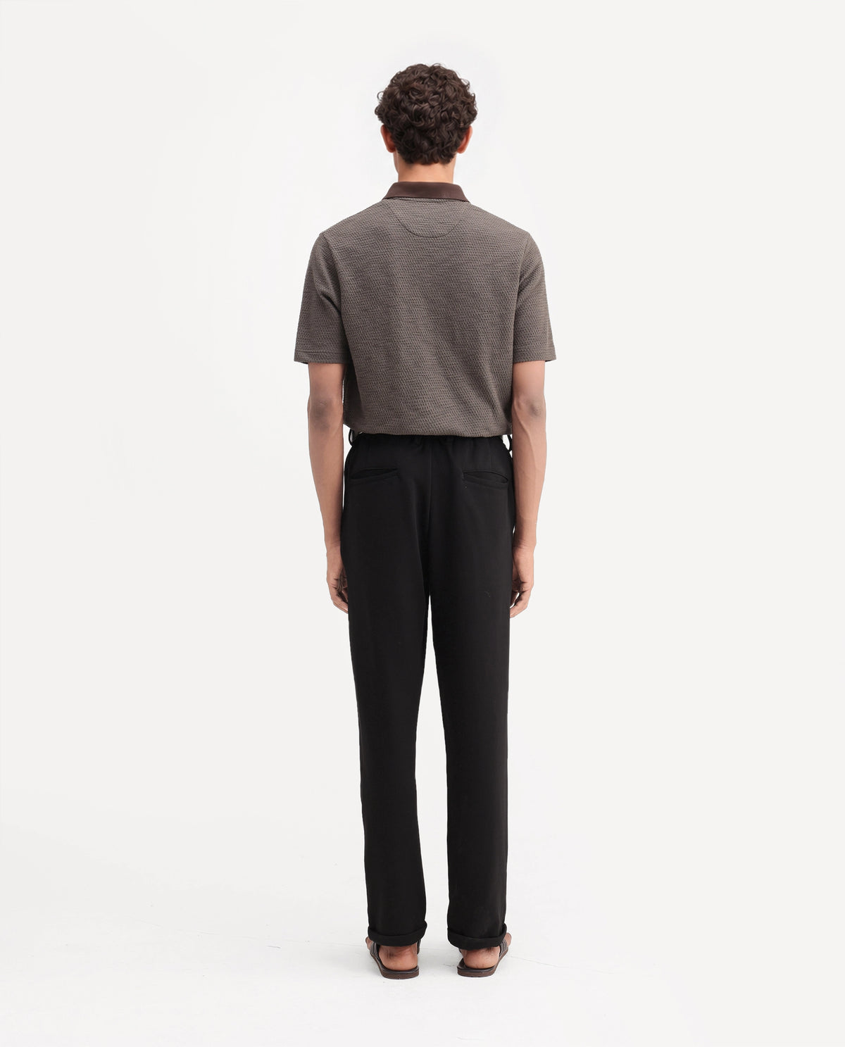 Rare Rabbit Men's Zeko Black Cotton Blend  Straight Plain Trouser