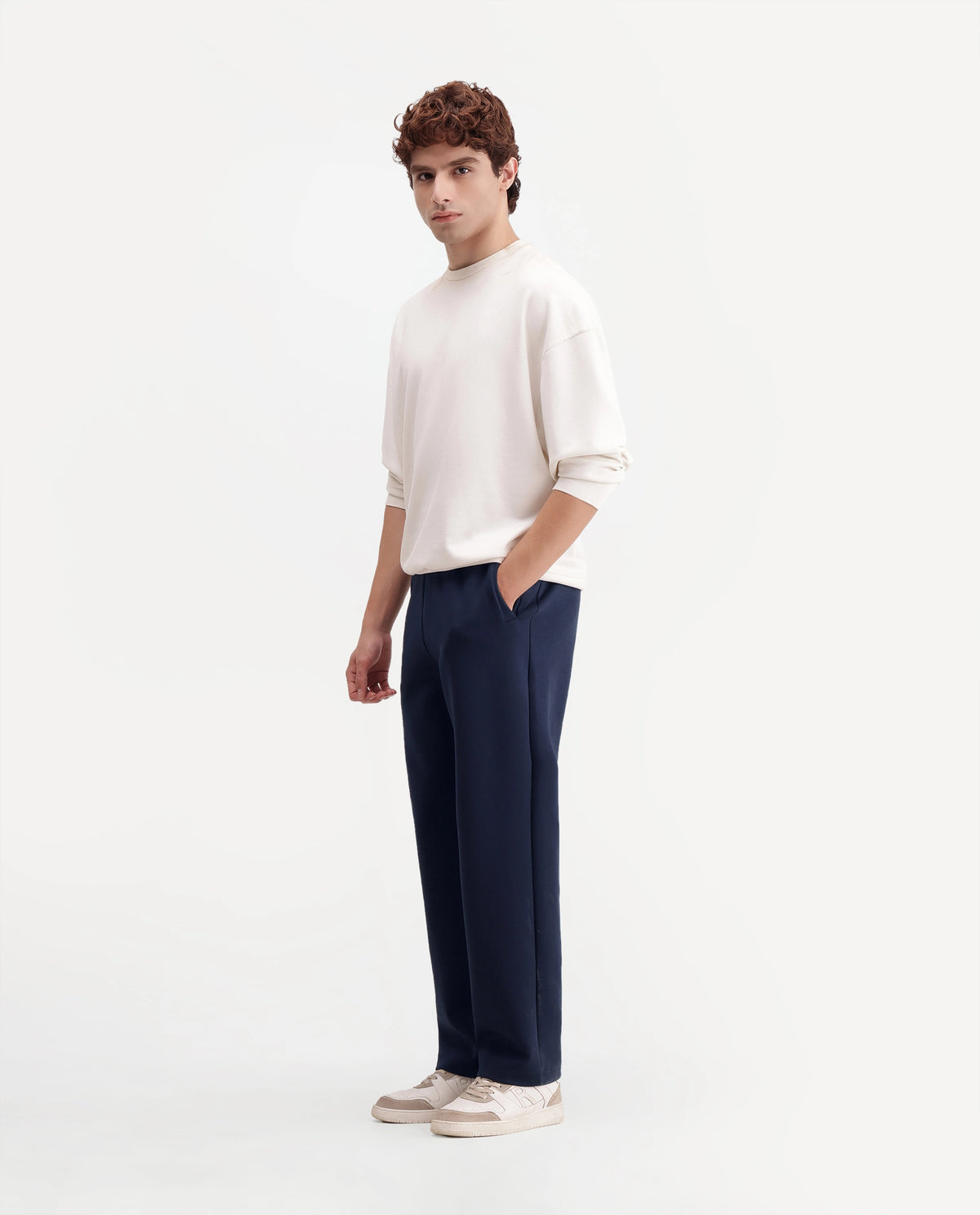 Rare Rabbit Men's Shazi-T Navy Cotton Blend  Regular Plain Track Pant