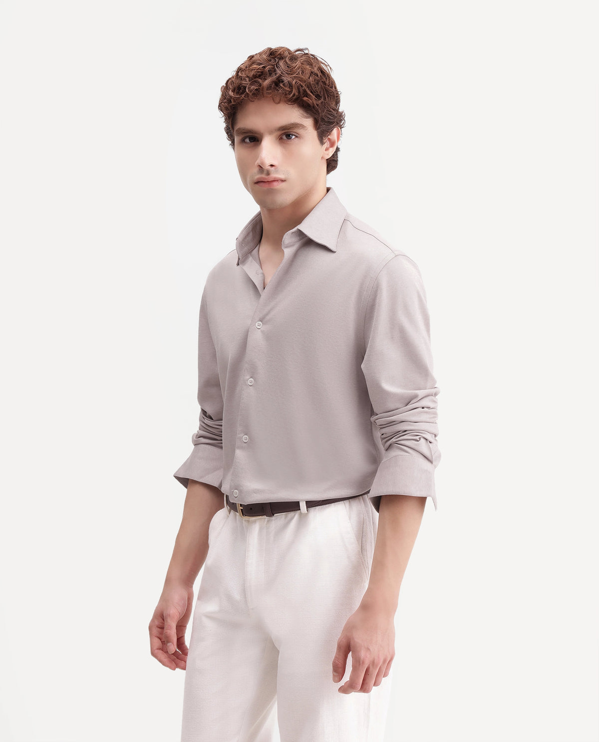 Rare Rabbit Men's Bogi-26 Light Pink Cotton Blend Spread Collar Regular Plain Shirt