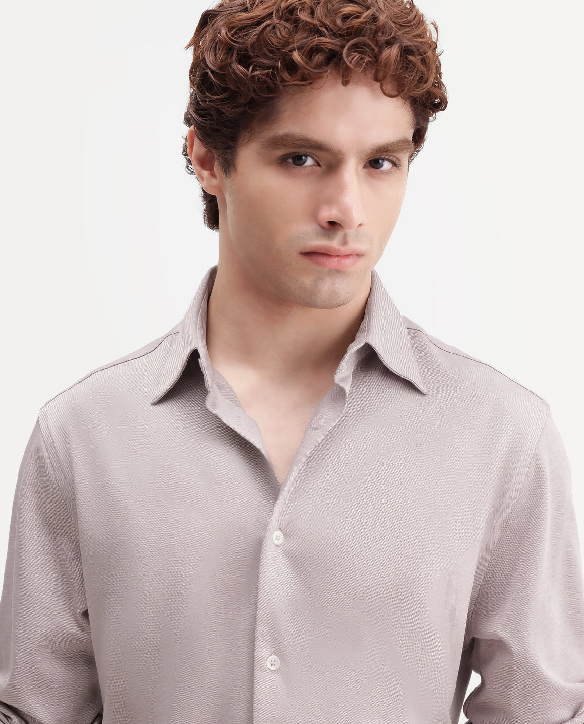 Rare Rabbit Men's Bogi-26 Light Pink Cotton Blend Spread Collar Regular Plain Shirt