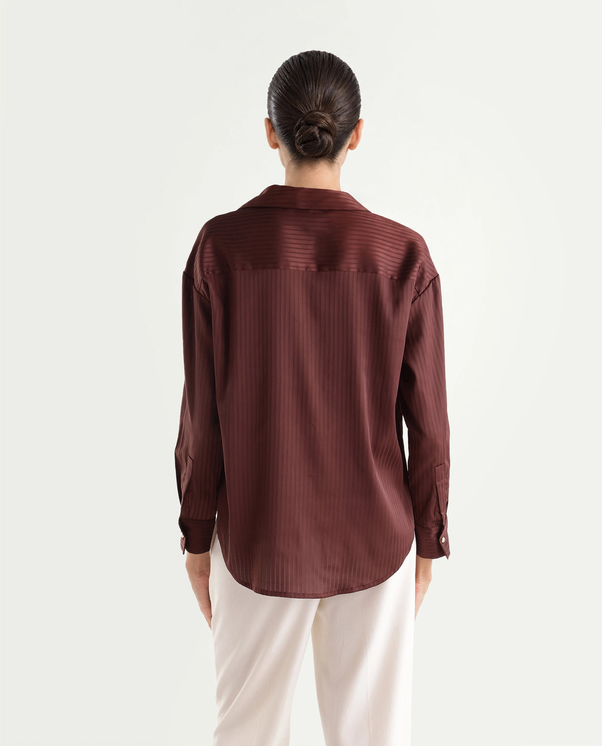 Rareism Women's Xia Dark Purple Polyester Spread Collar Relaxed Plain Shirt