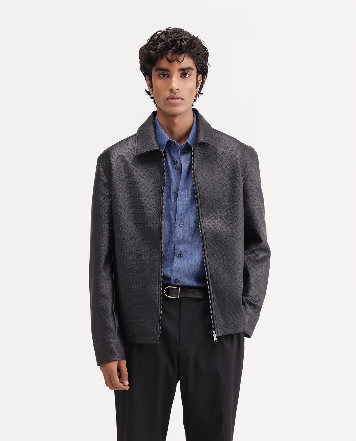 Rare Rabbit Men's Mars Black Polyester Spread Collar Regular Plain Jacket