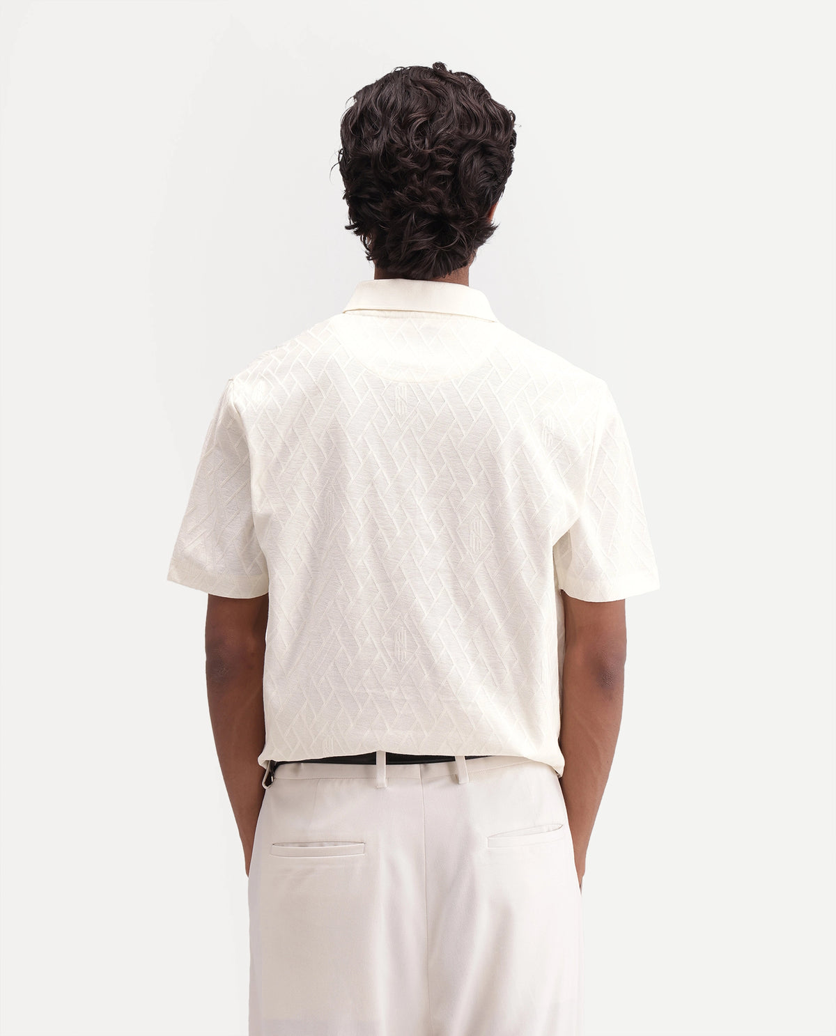 Rare Rabbit Men's West Off White Cotton Spread Collar Regular Plain Polo