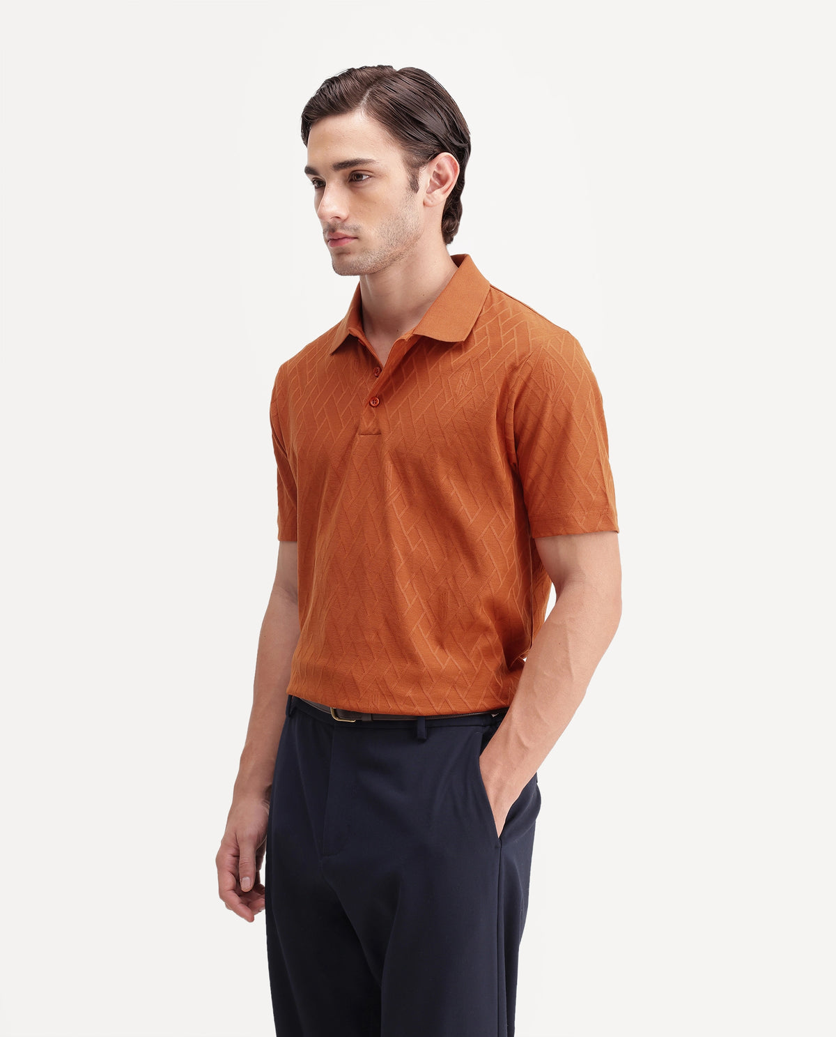 Rare Rabbit Men's West Red Cotton Spread Collar Regular Plain Polo