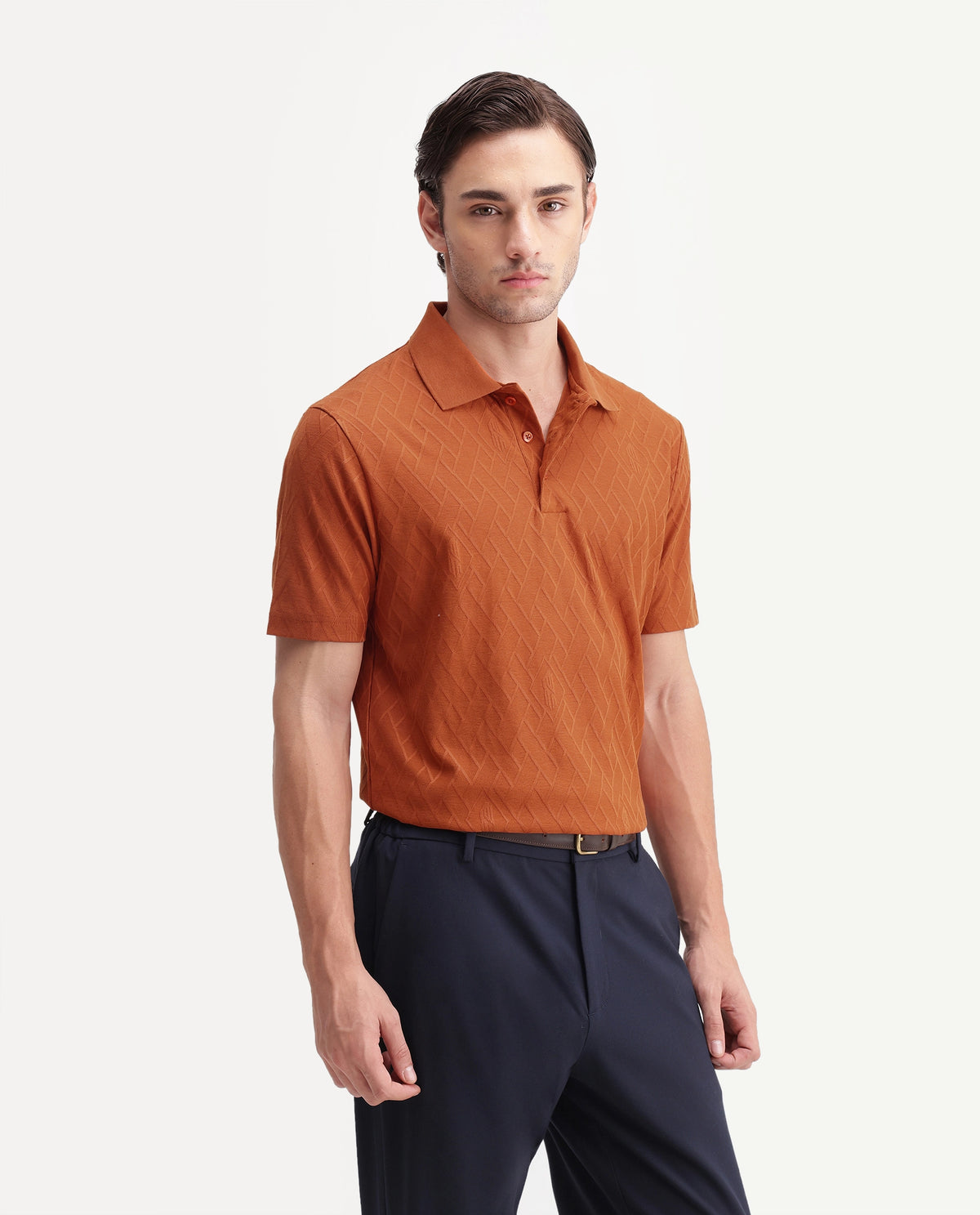 Rare Rabbit Men's West Red Cotton Spread Collar Regular Plain Polo
