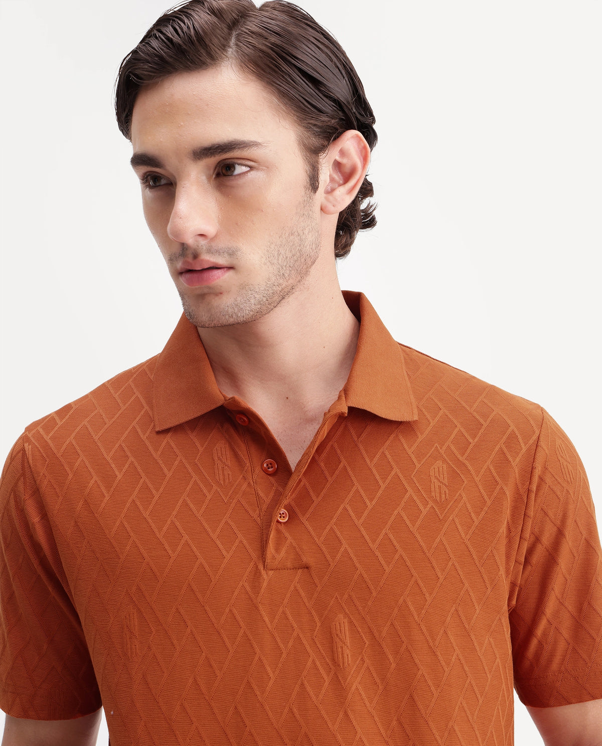 Rare Rabbit Men's West Red Cotton Spread Collar Regular Plain Polo