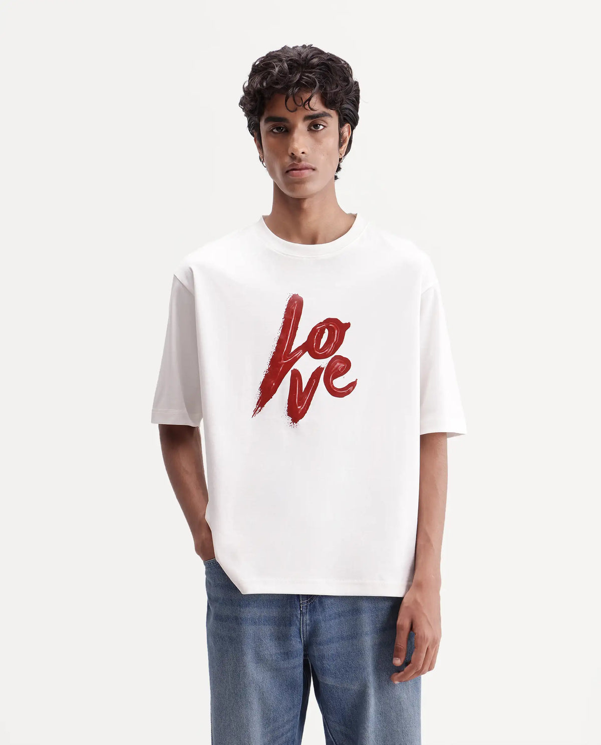 Rare Rabbit Men's Argos Off White Cotton Crew Neck Regular Graphic Print T-Shirt