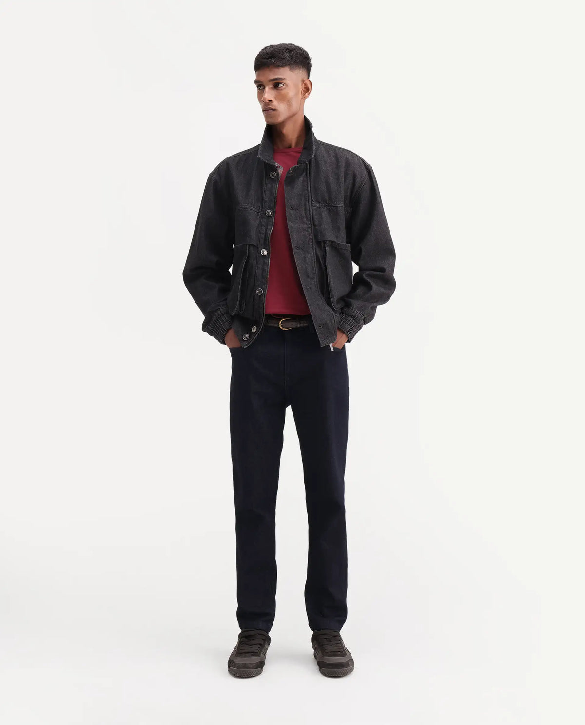 Rare Rabbit Men's Gian Dark Navy Cotton Blend Kurt Carrot Plain Jeans