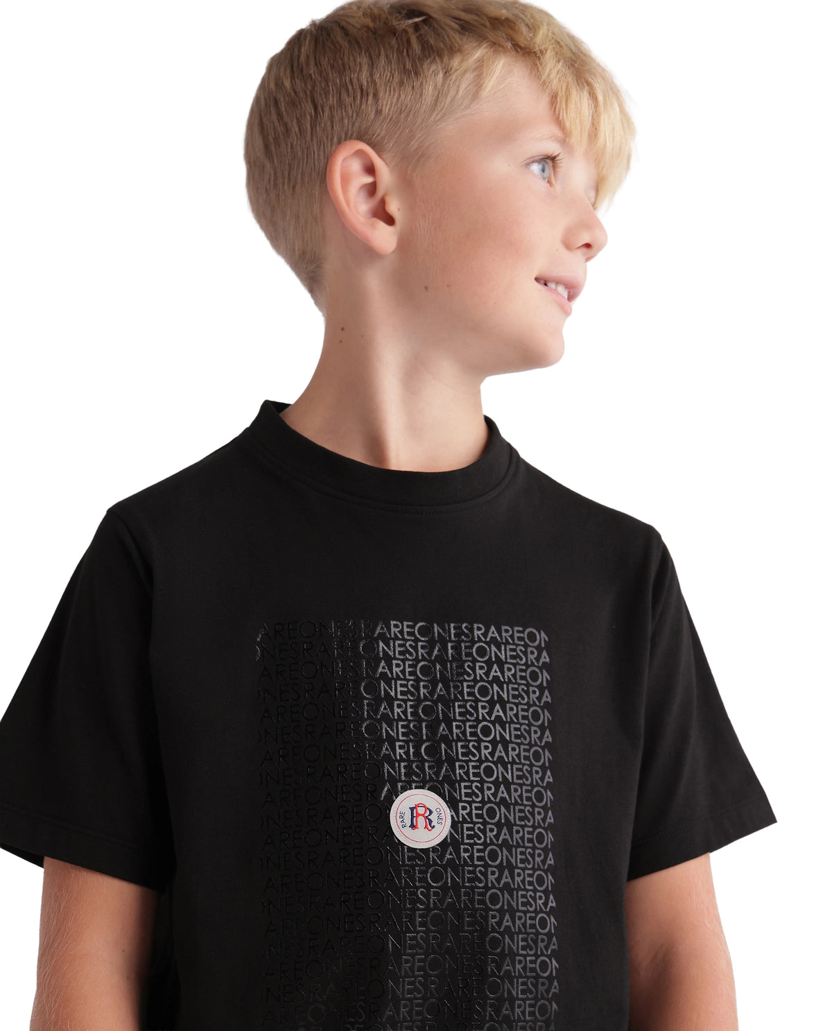 Rare Ones Kids Kruz Black Cotton Blend Fabric Crew Neck Pull-On Closure Regular Fit Graphic Print T-Shirt