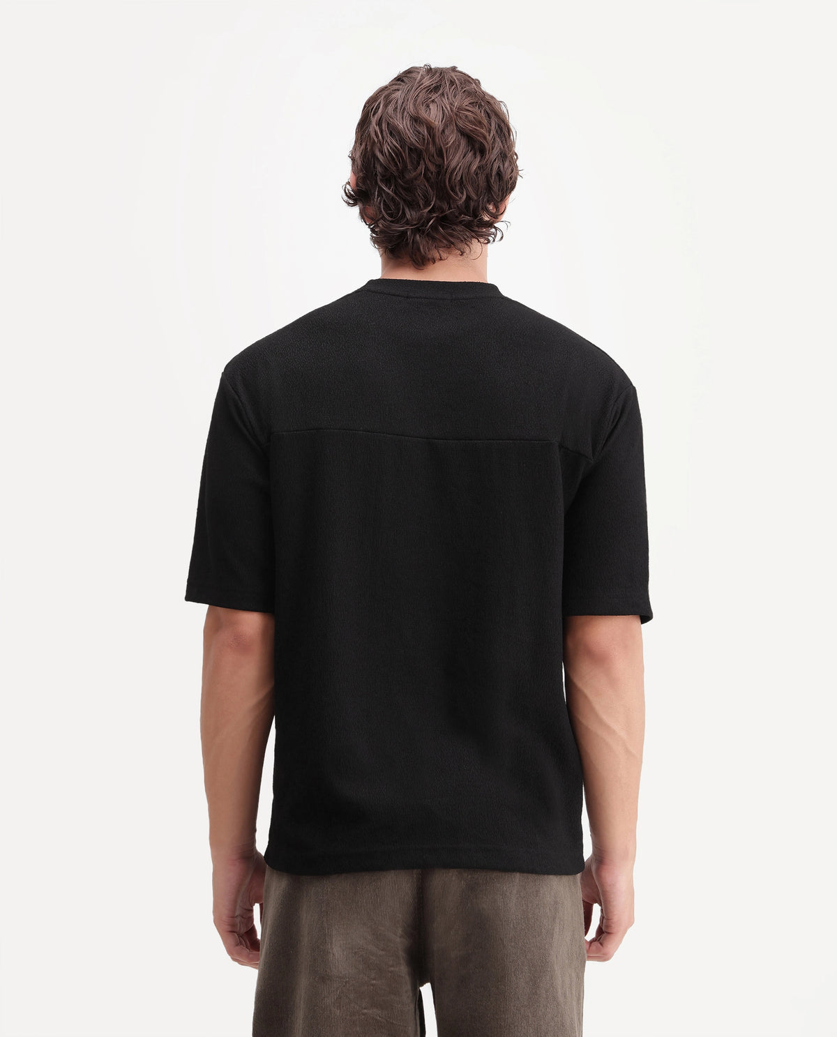 Rare Rabbit Men's Thira Black Cotton Blend Crew Neck Regular Plain T-Shirt