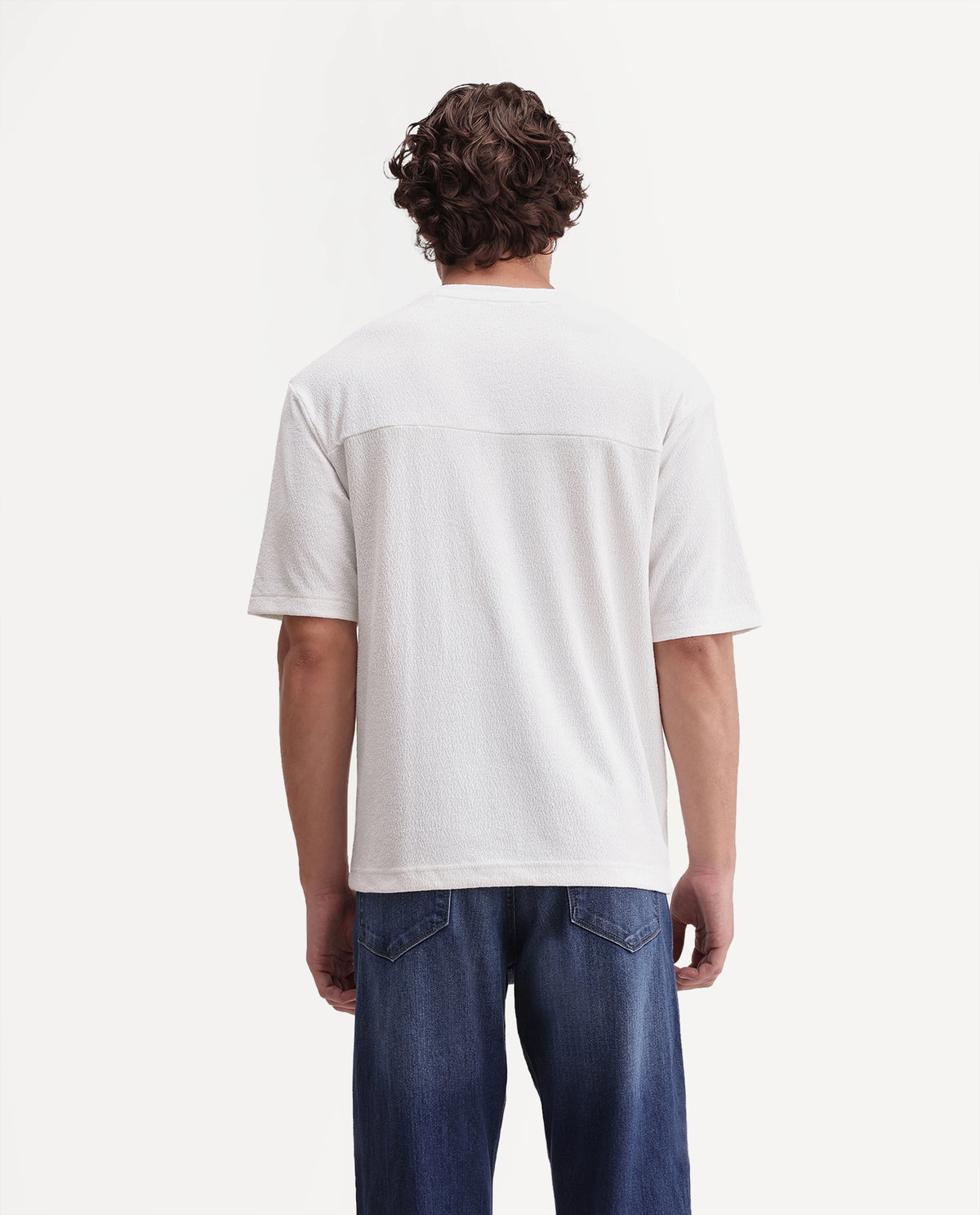 Rare Rabbit Men's Thira Off White Cotton Blend Crew Neck Regular Plain T-Shirt