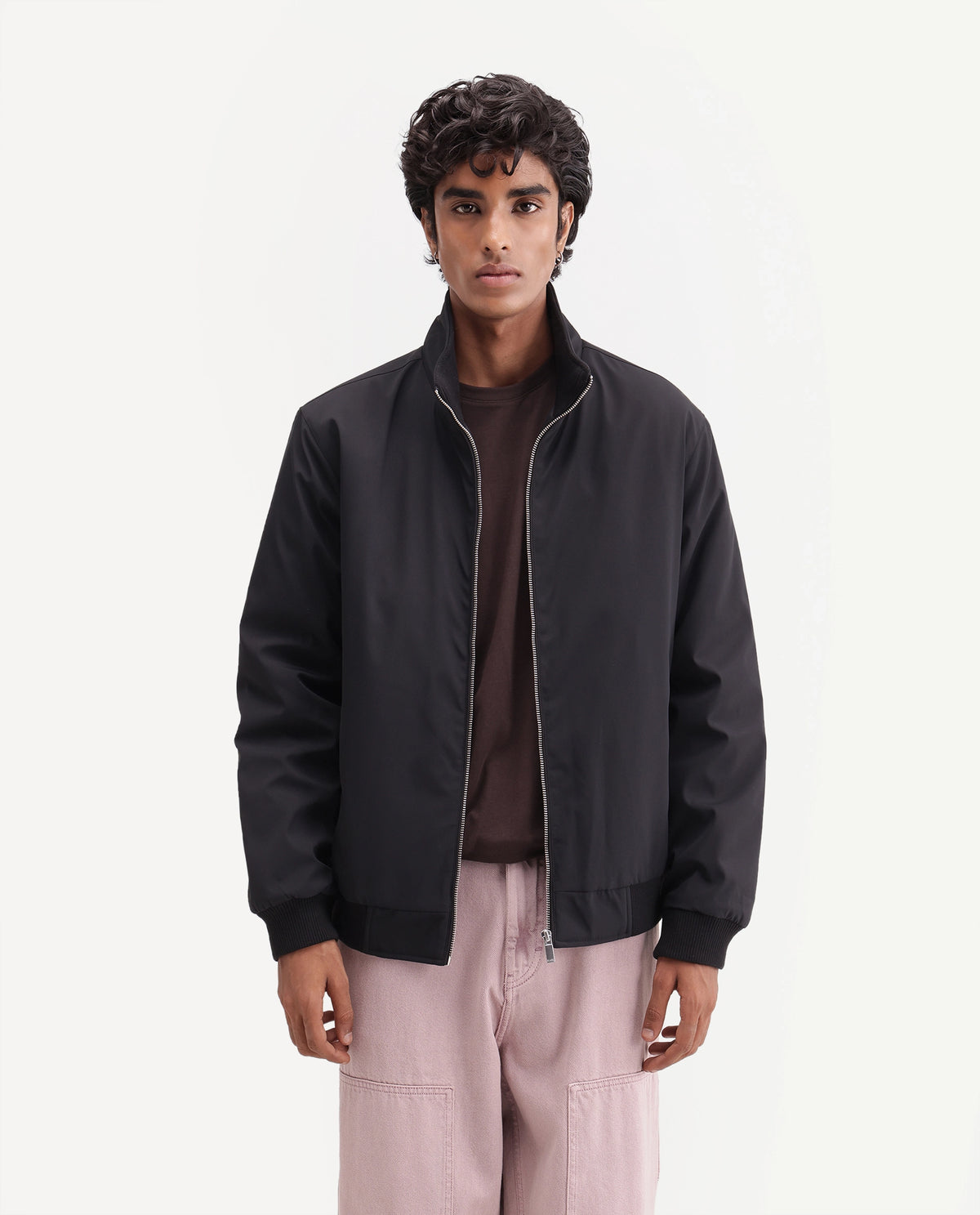 Rare Rabbit Men's Kimi Primary Black Polyester High Neck Regular Plain Jacket
