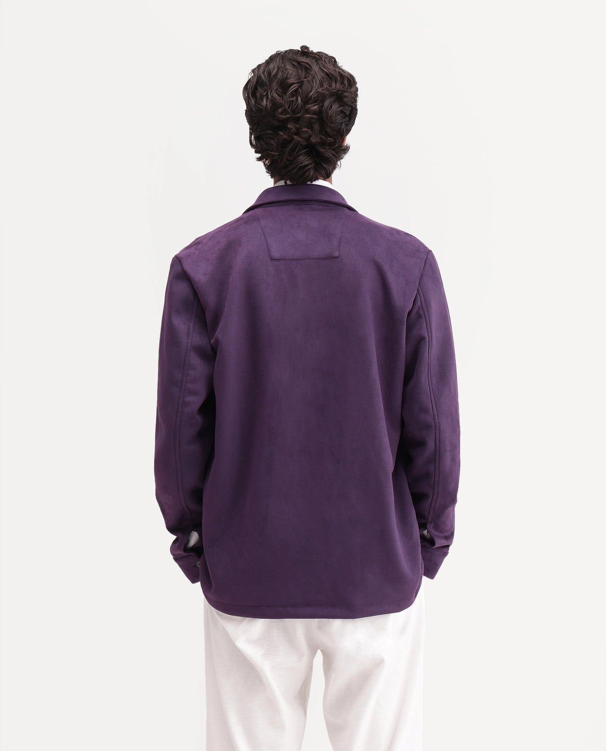 Rare Rabbit Men's Delk-26 Dark Purple Polyester Blend Spread Collar Button Regular Plain Jacket
