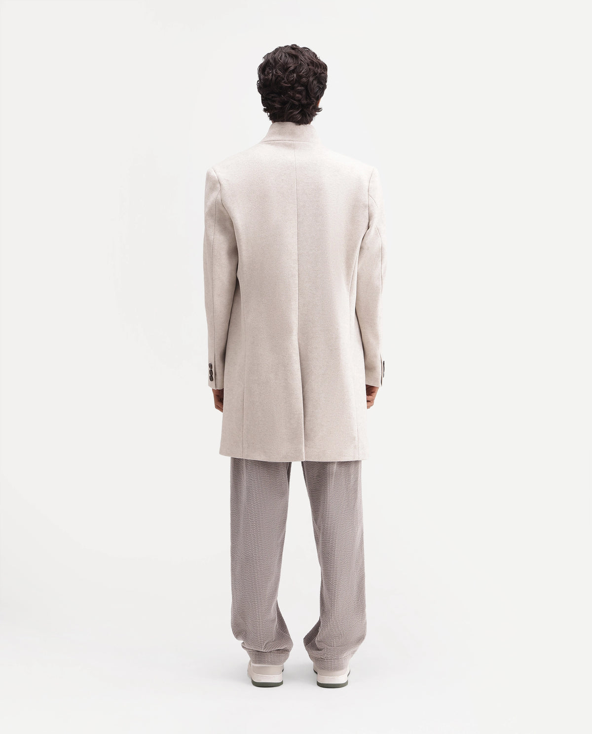 Rare Rabbit Men's Dune-26 Off White Polyester Blend High Neck Button Regular Plain Jacket