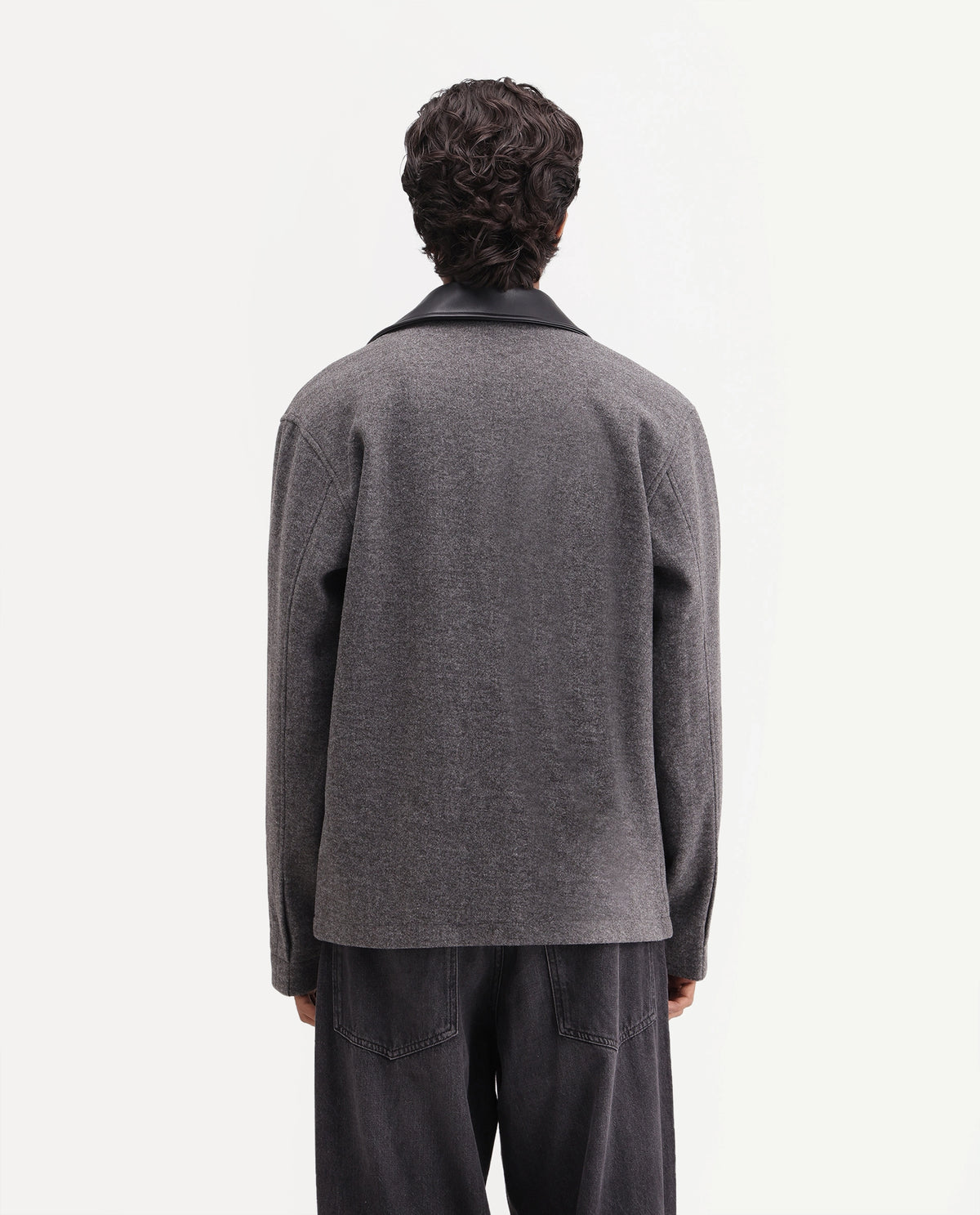 Rare Rabbit Men's Kiko-M Dark Grey Polyester Blend Spread Collar Button Regular Plain Jacket