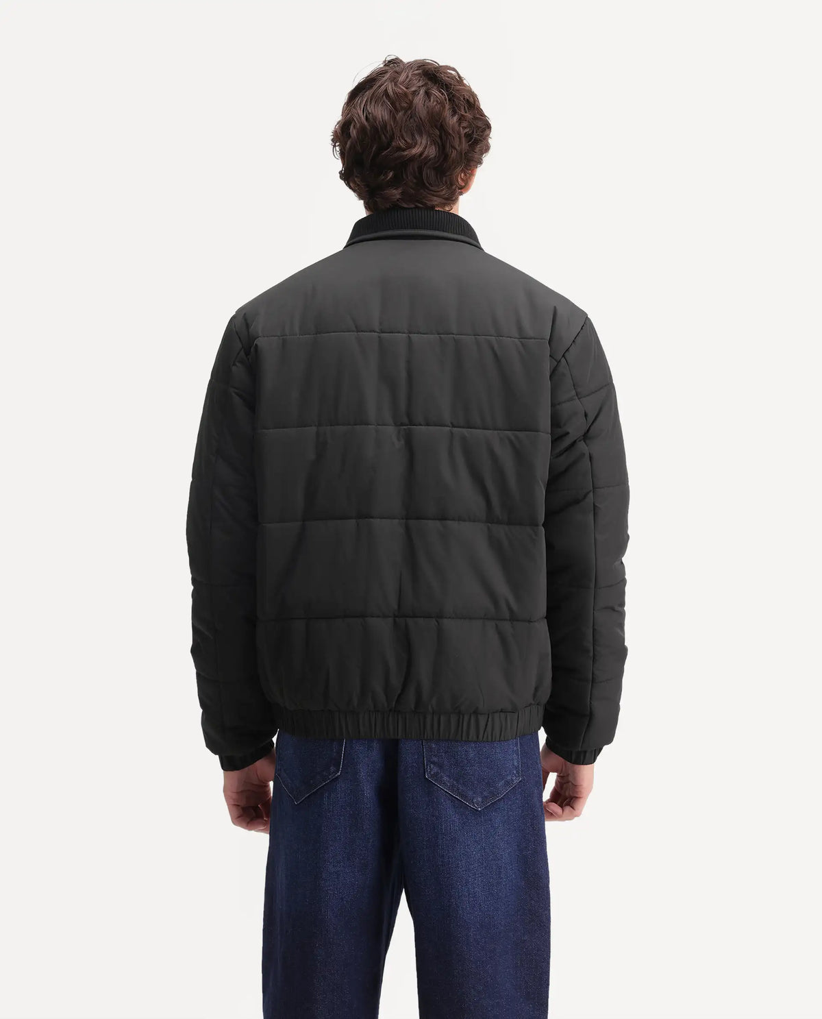 Rare Rabbit Men's Lerc Black Polyester High Neck Zipper Regular Plain Jacket