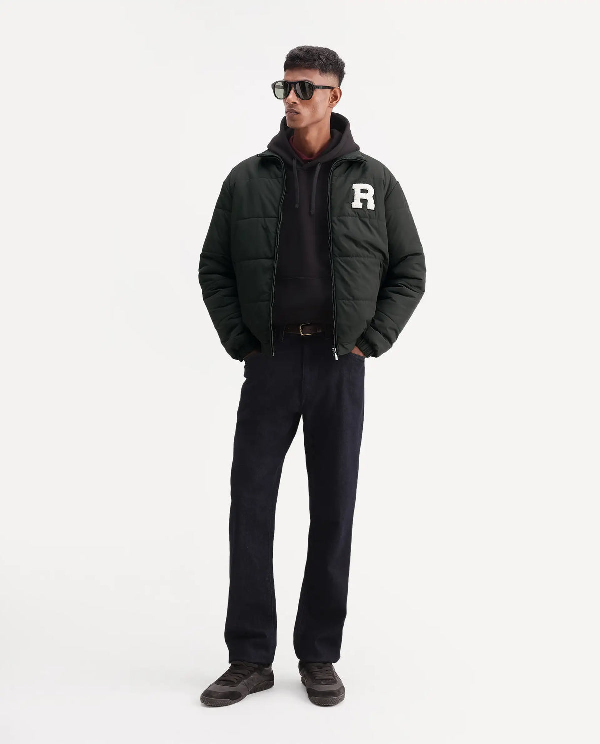 Rare Rabbit Men's Lerc Olive Polyester High Neck Zipper Regular Plain Jacket