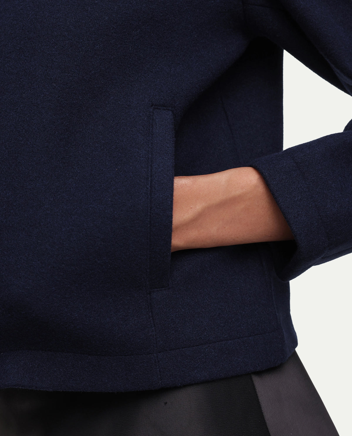 Rareism Women's Kiko Navy Polyester Blend Spread Collar Button Regular Plain Jacket
