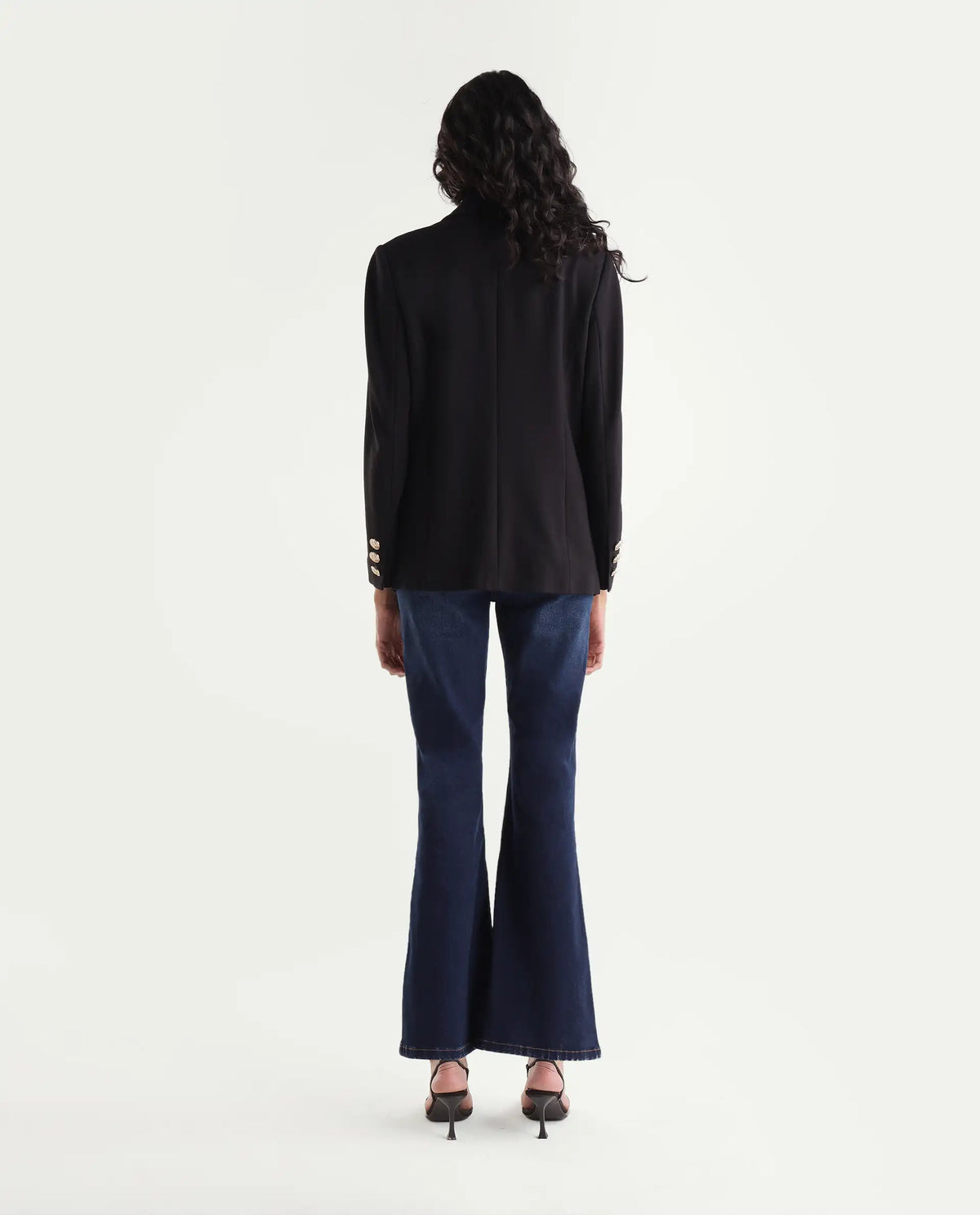 Rareism Women's Bute-3 Dark Blue Cotton Blend Shank And Zipper Bootcut Plain Jeans