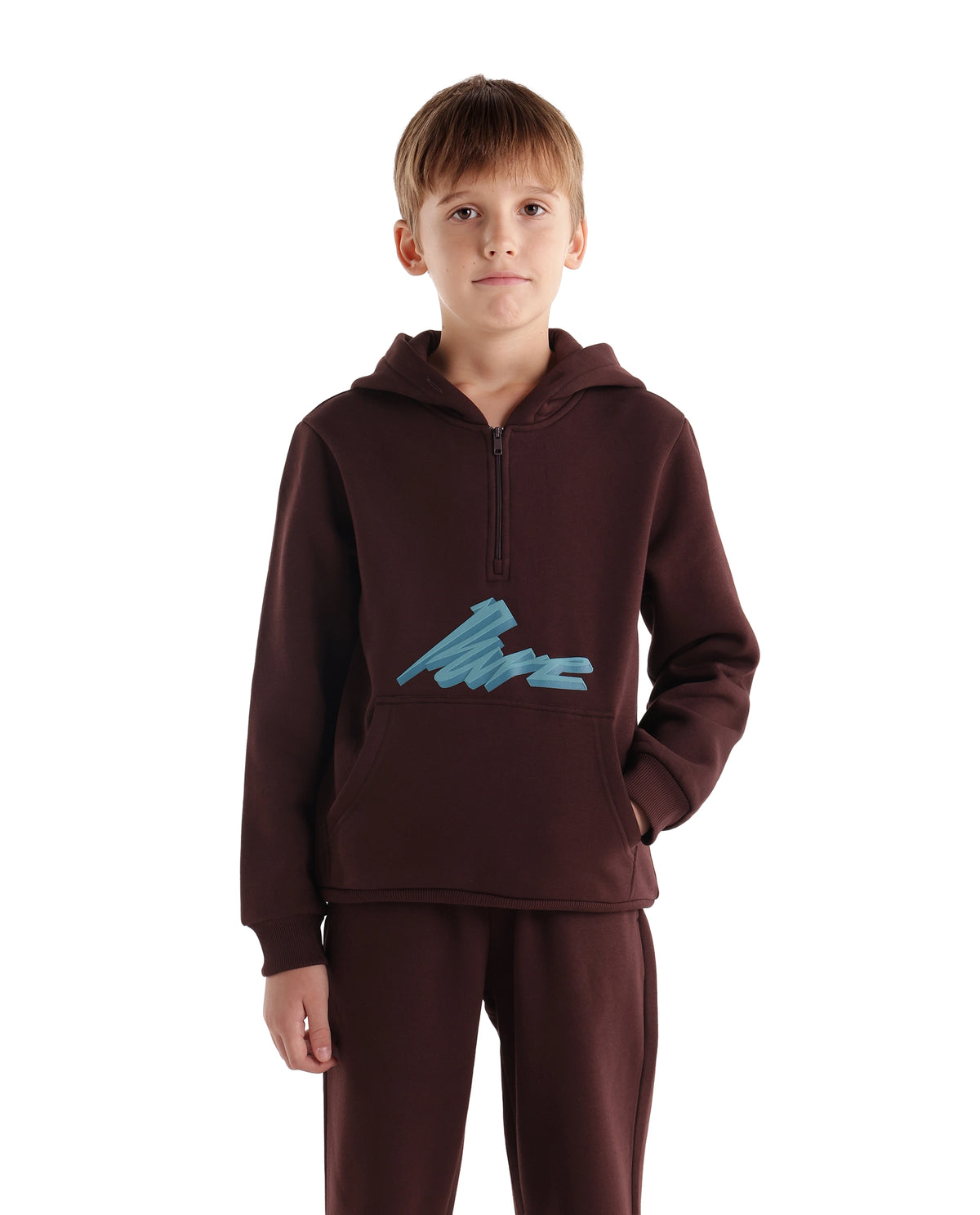 Rare Ones Kids Rero Dark Brown Cotton Blend Hooded Oversized Hd Print Sweatshirt
