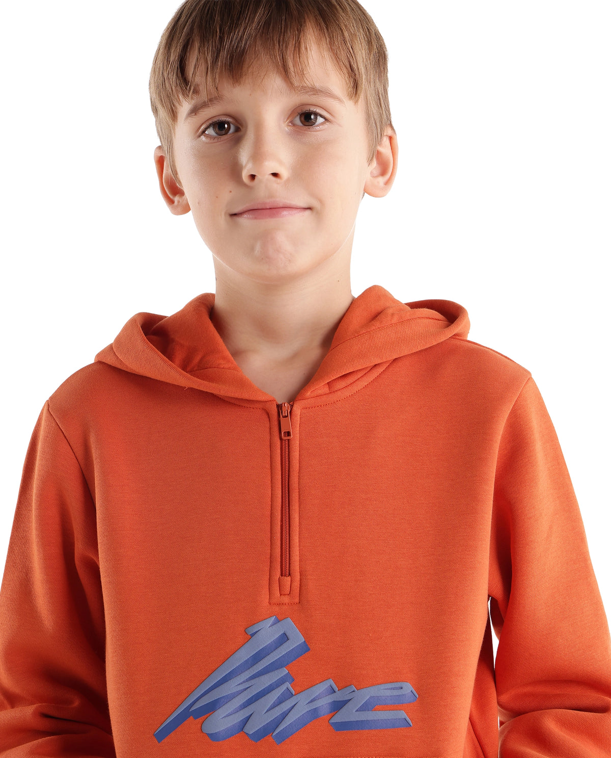 Rare Ones Kids Rero Orange Cotton Blend Hooded Oversized Hd Print Sweatshirt