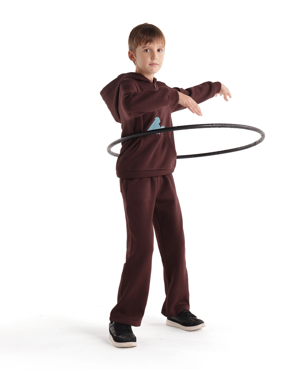 Rare Ones Kids Rero-B Dark Brown Cotton Blend Straight Plain Track Pant