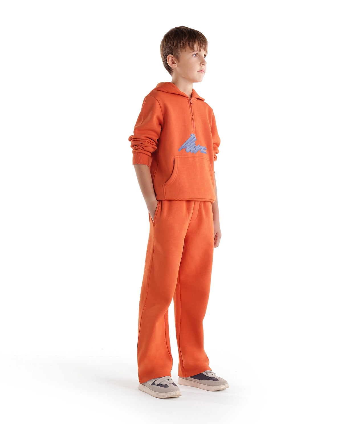 Rare Ones Kids Rero-B Orange Cotton Blend Straight Plain Track Pant
