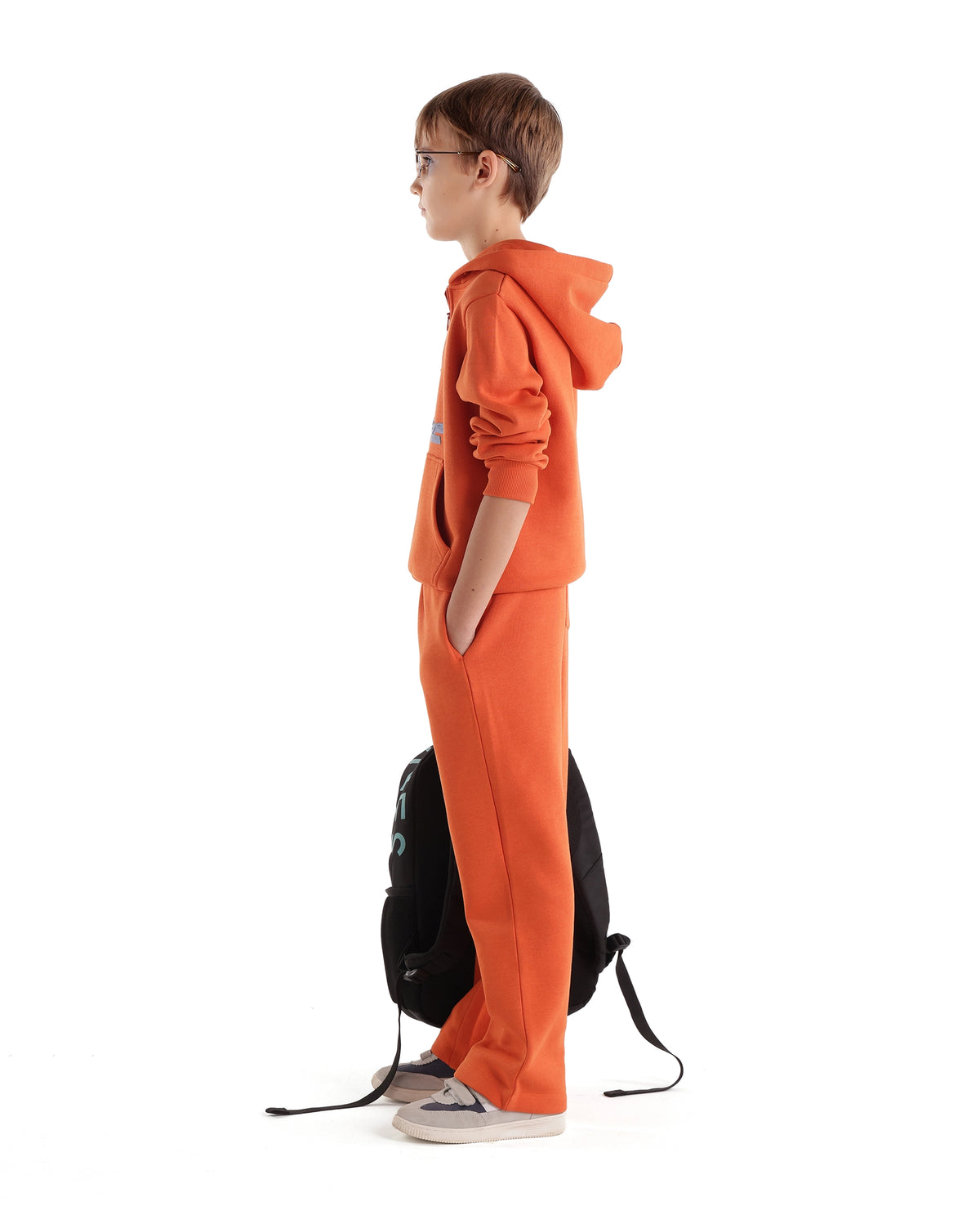 Rare Ones Kids Rero-B Orange Cotton Blend Straight Plain Track Pant