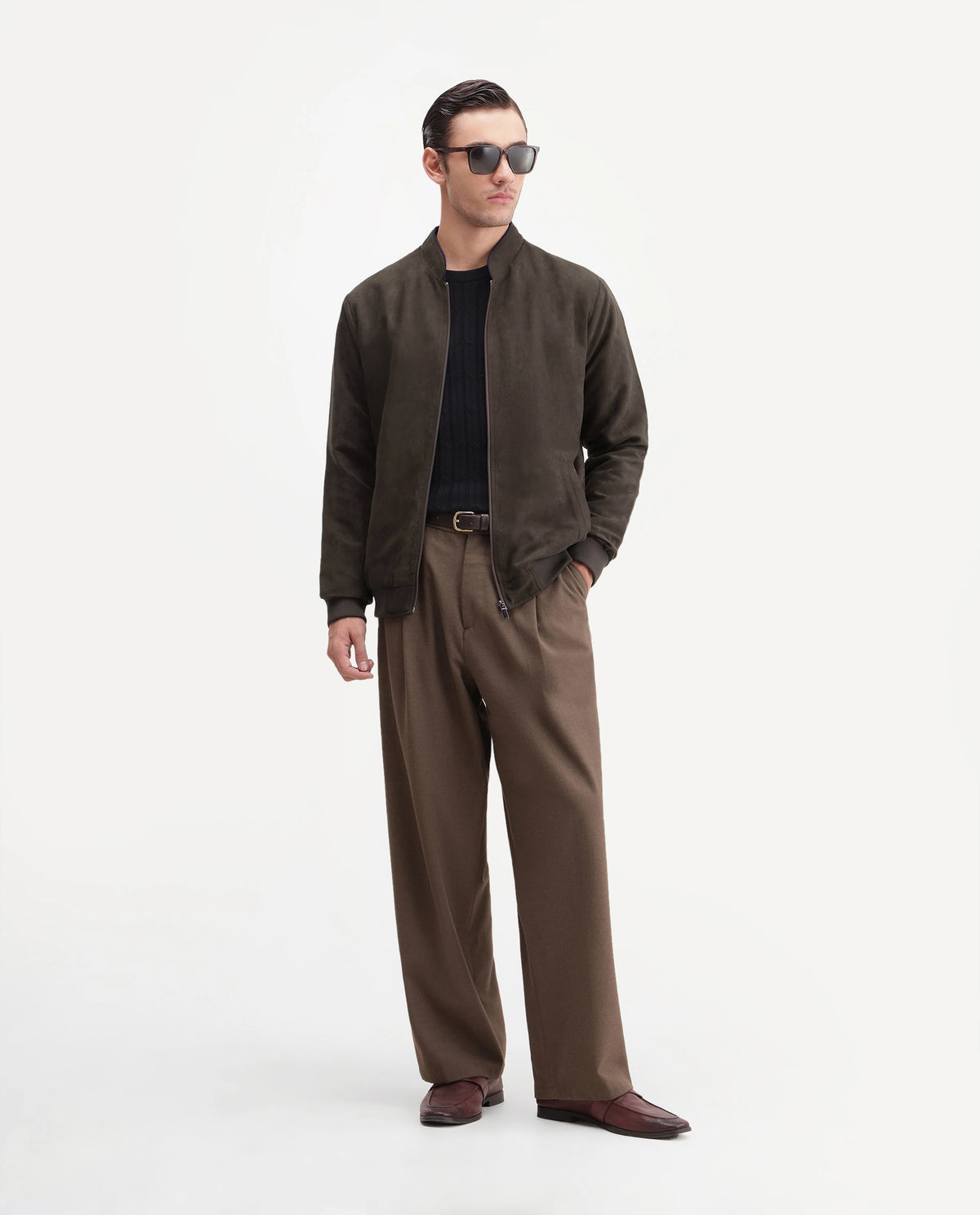 Rare Rabbit Men's Henron Brown Polyester Band Collar Regular Plain Jacket
