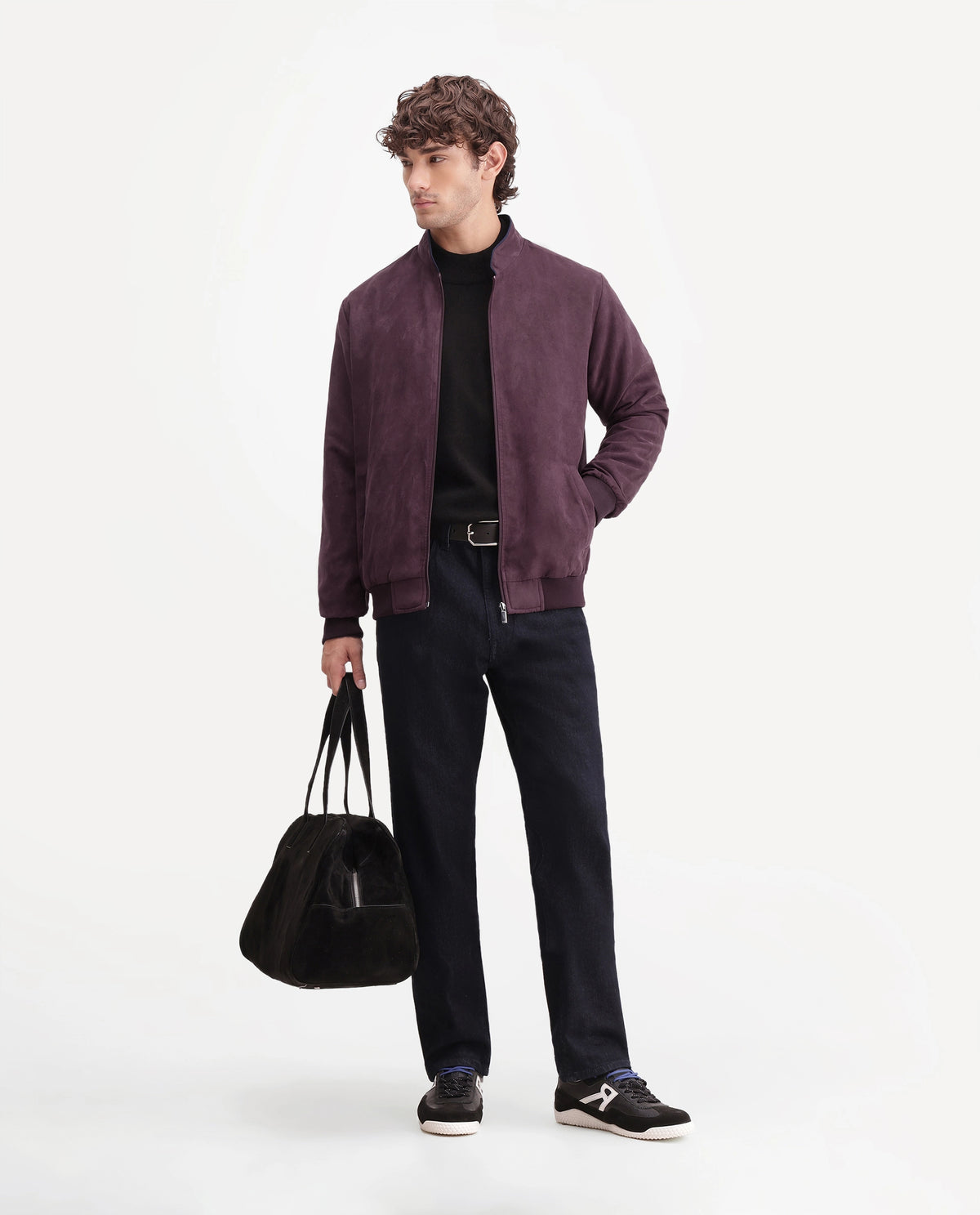 Rare Rabbit Men's Henron Dark Red Polyester Band Collar Regular Plain Jacket