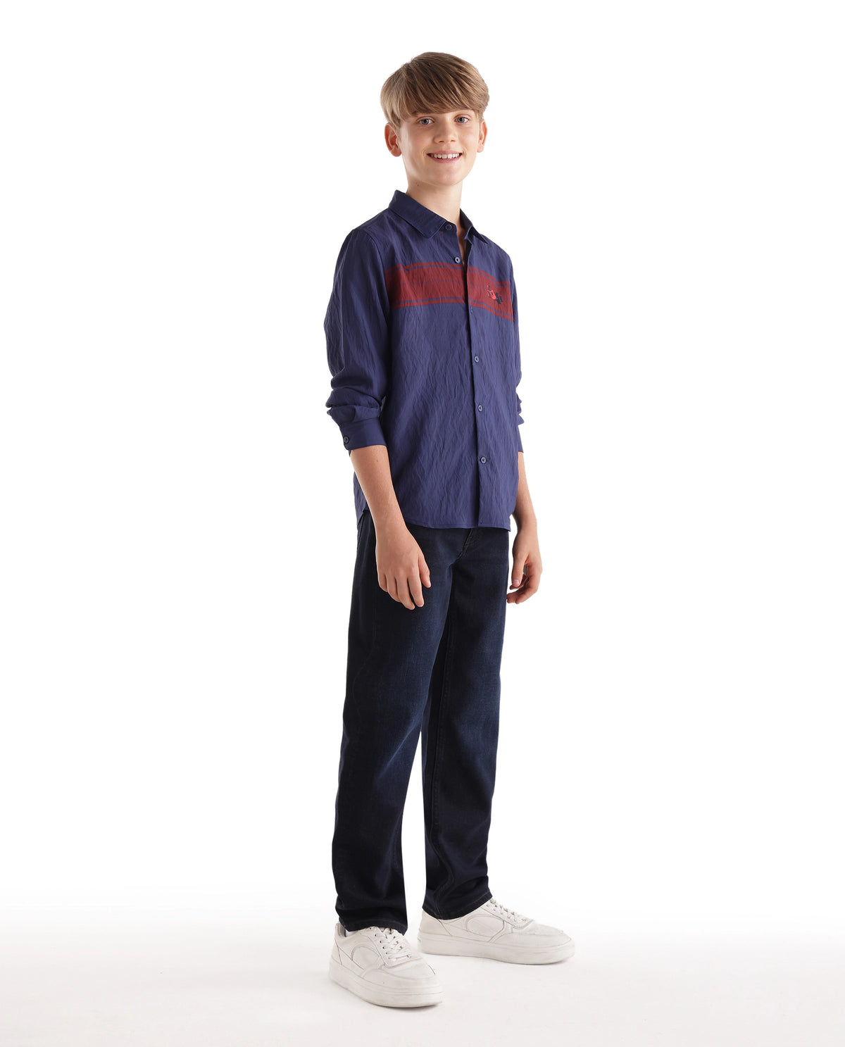 Rare Ones Kids Cyrus Dark Blue Cotton Blend Fabric Button And Zip Closure Regular Fit Plain Jeans