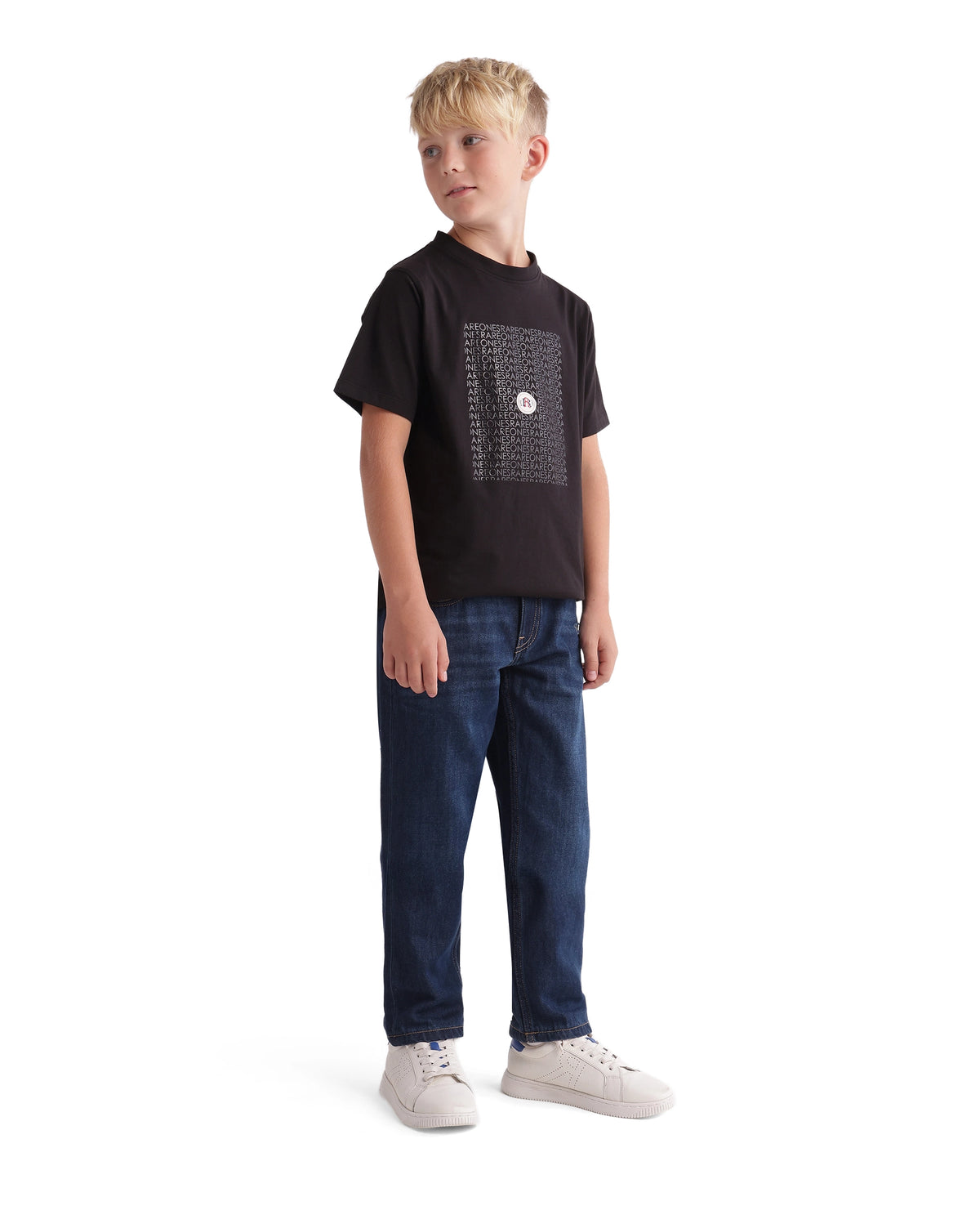 Rare Ones Kids Indi-K-26 Dark Blue Cotton Fabric Button And Zip Closure Regular Fit Plain Jeans