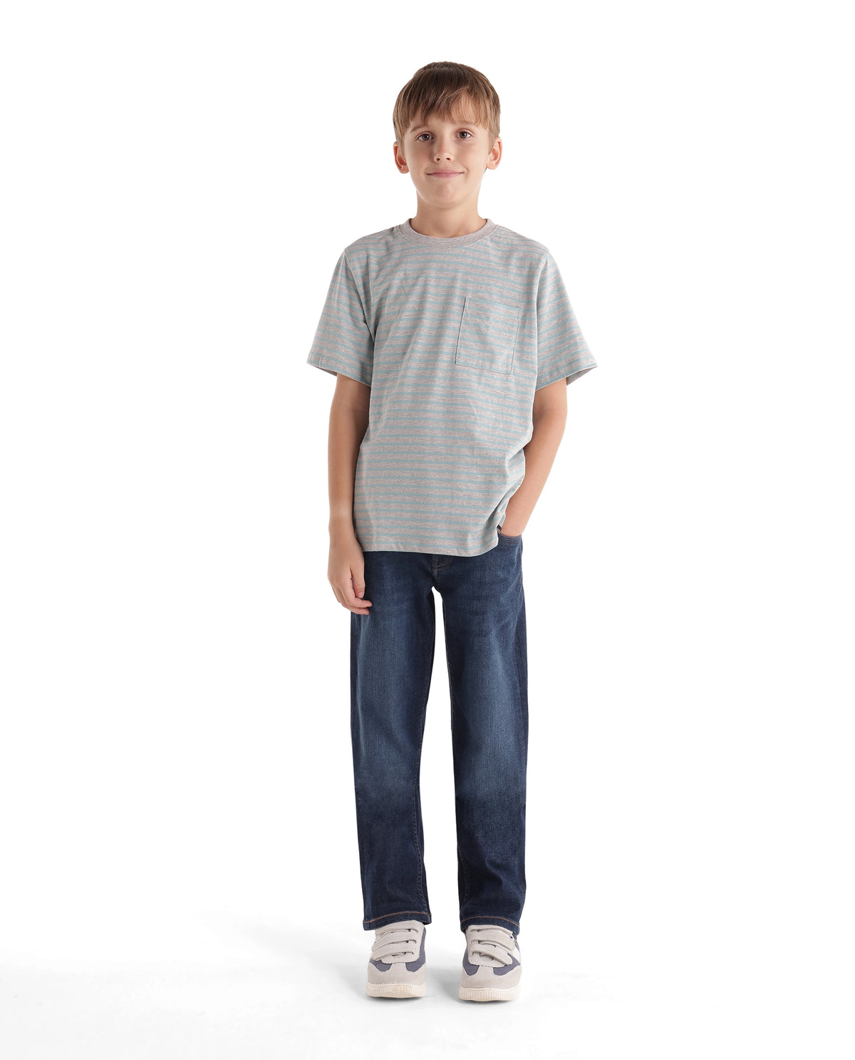 Rare Ones Kids Ned Dark Blue Cotton Blend Fabric Button And Zip Closure Regular Fit Plain Jeans