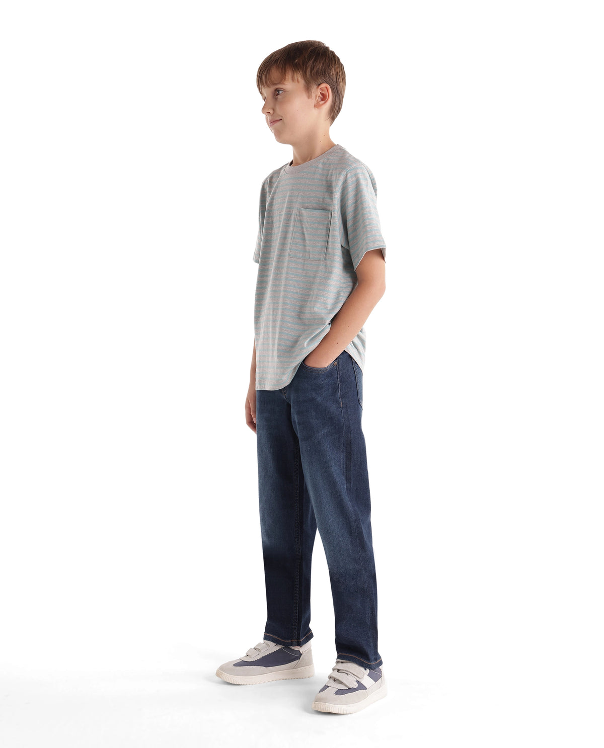 Rare Ones Kids Ned Dark Blue Cotton Blend Fabric Button And Zip Closure Regular Fit Plain Jeans