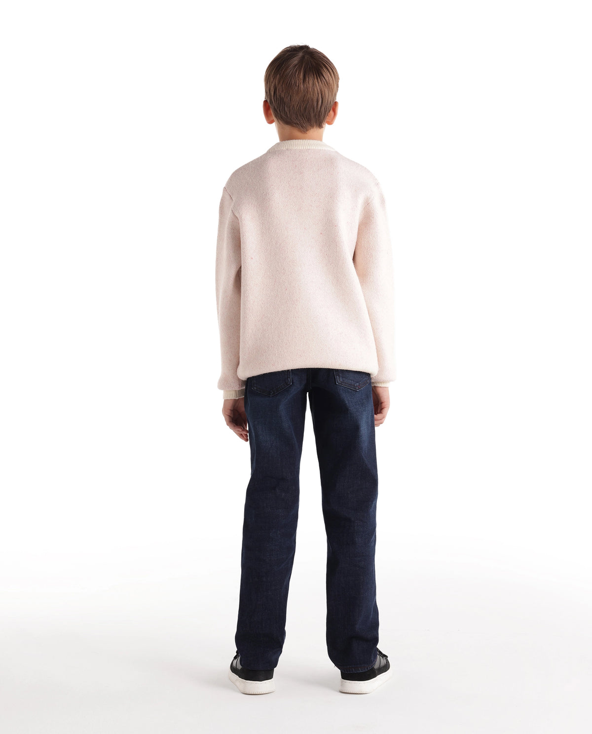 Rare Ones Kids Ledo-1-K Navy Cotton Blend Fabric Button And Zip Closure Slim Fit Plain Jeans