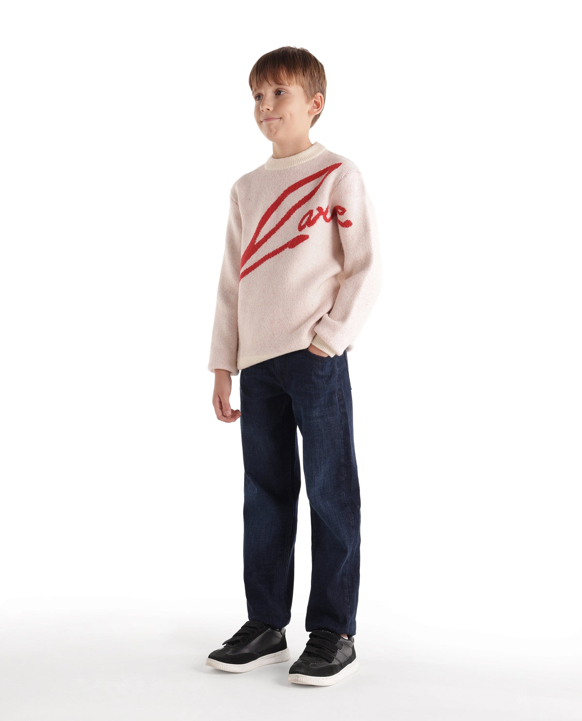 Rare Ones Kids Ledo-1-K Navy Cotton Blend Fabric Button And Zip Closure Slim Fit Plain Jeans
