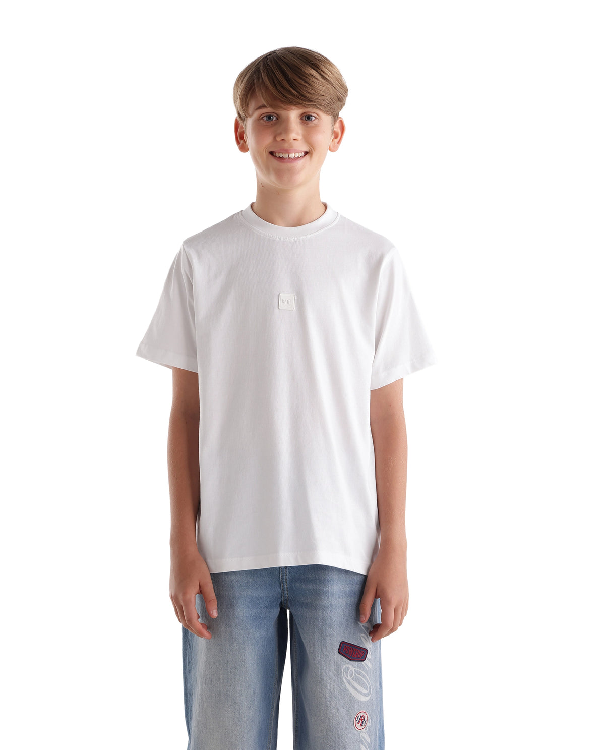 Rare Ones Kids Tian-K-T Off White Cotton Crew Neck Regular Plain T-Shirt