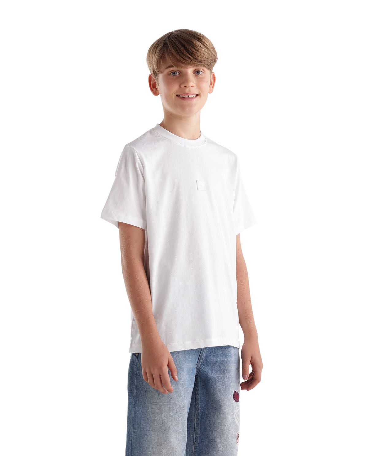 Rare Ones Kids Tian-K-T Off White Cotton Crew Neck Regular Plain T-Shirt
