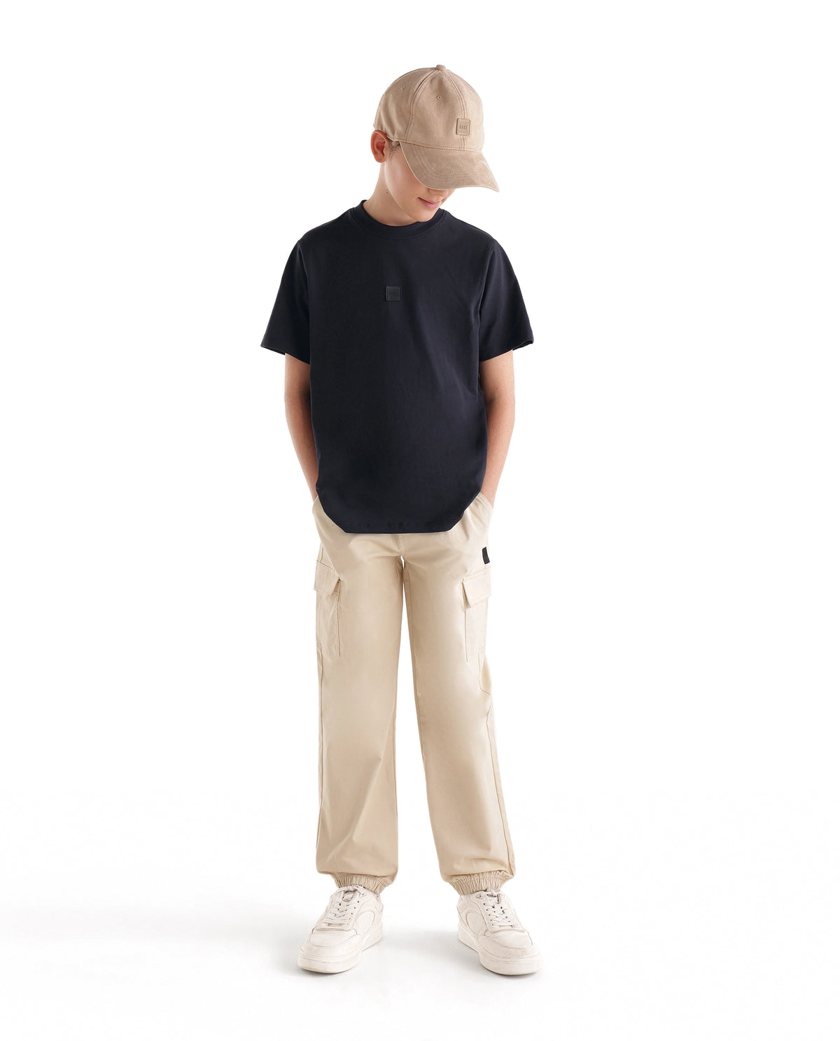 Rare Ones Kids Fumio-T Navy Cotton Crew Neck Regular Plain T-Shirt