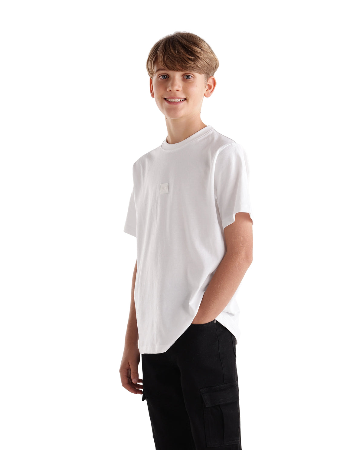 Rare Ones Kids Fumio-T Off White Cotton Crew Neck Regular Plain T-Shirt