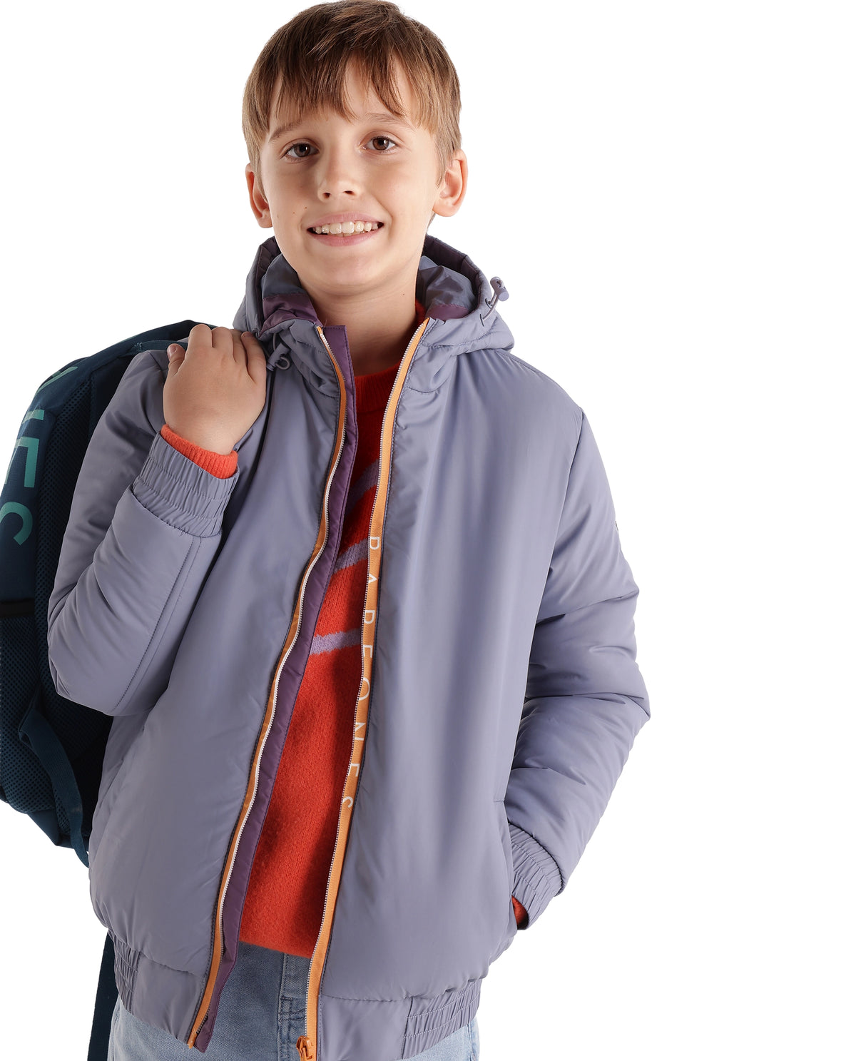 Rare Ones Kids Cason Dusky Blue Polyester Hooded Regular Plain Jacket